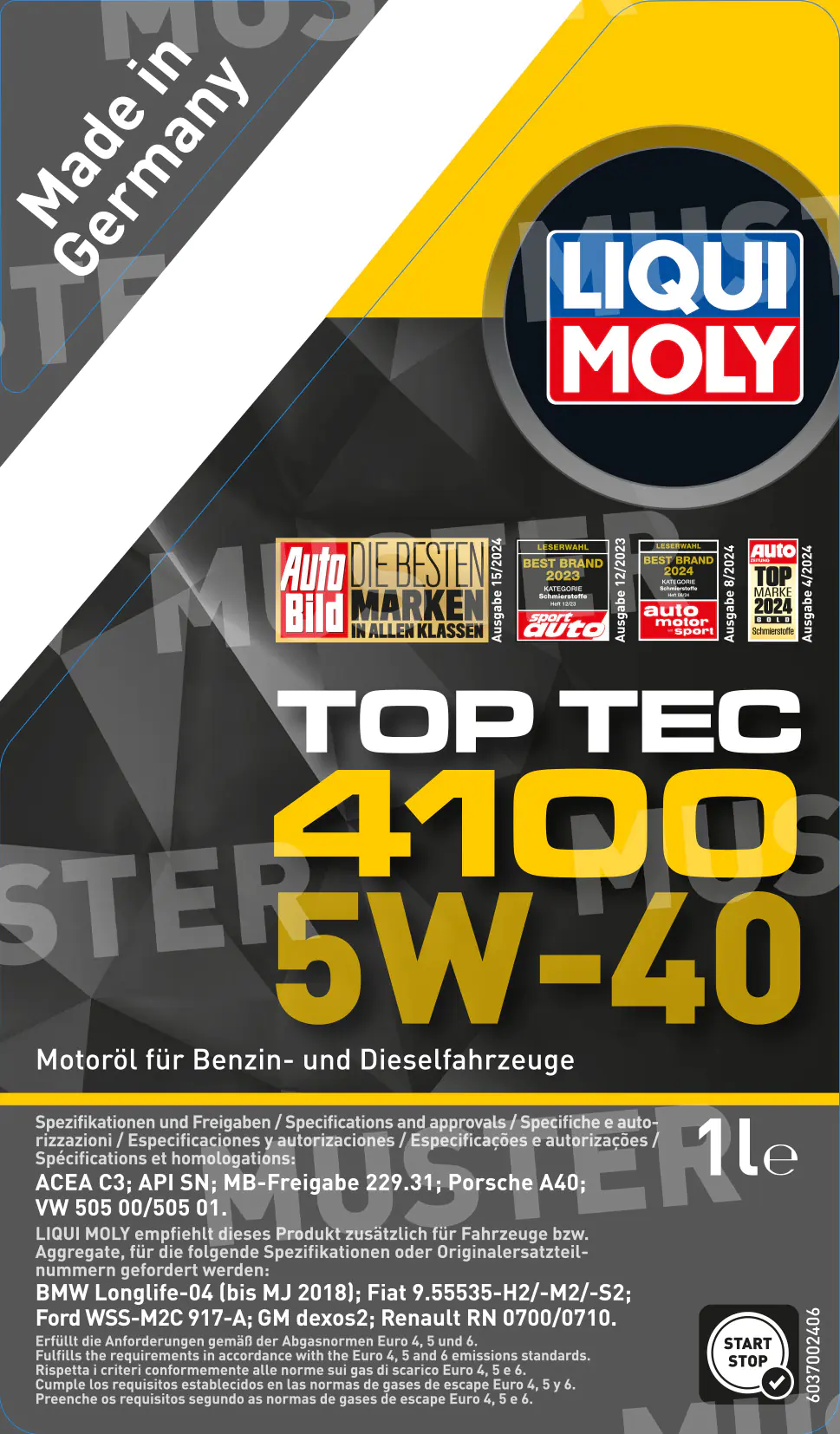 Liqui Moly Motoröl Top Tec 4100 SAE 5W-40 1 L