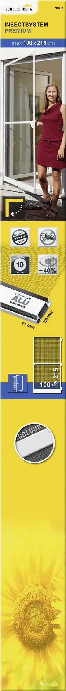 Schellenberg Fliegenschutz-Tür PREMIUM 100 x 215 cm weiß/weiß kürzbar