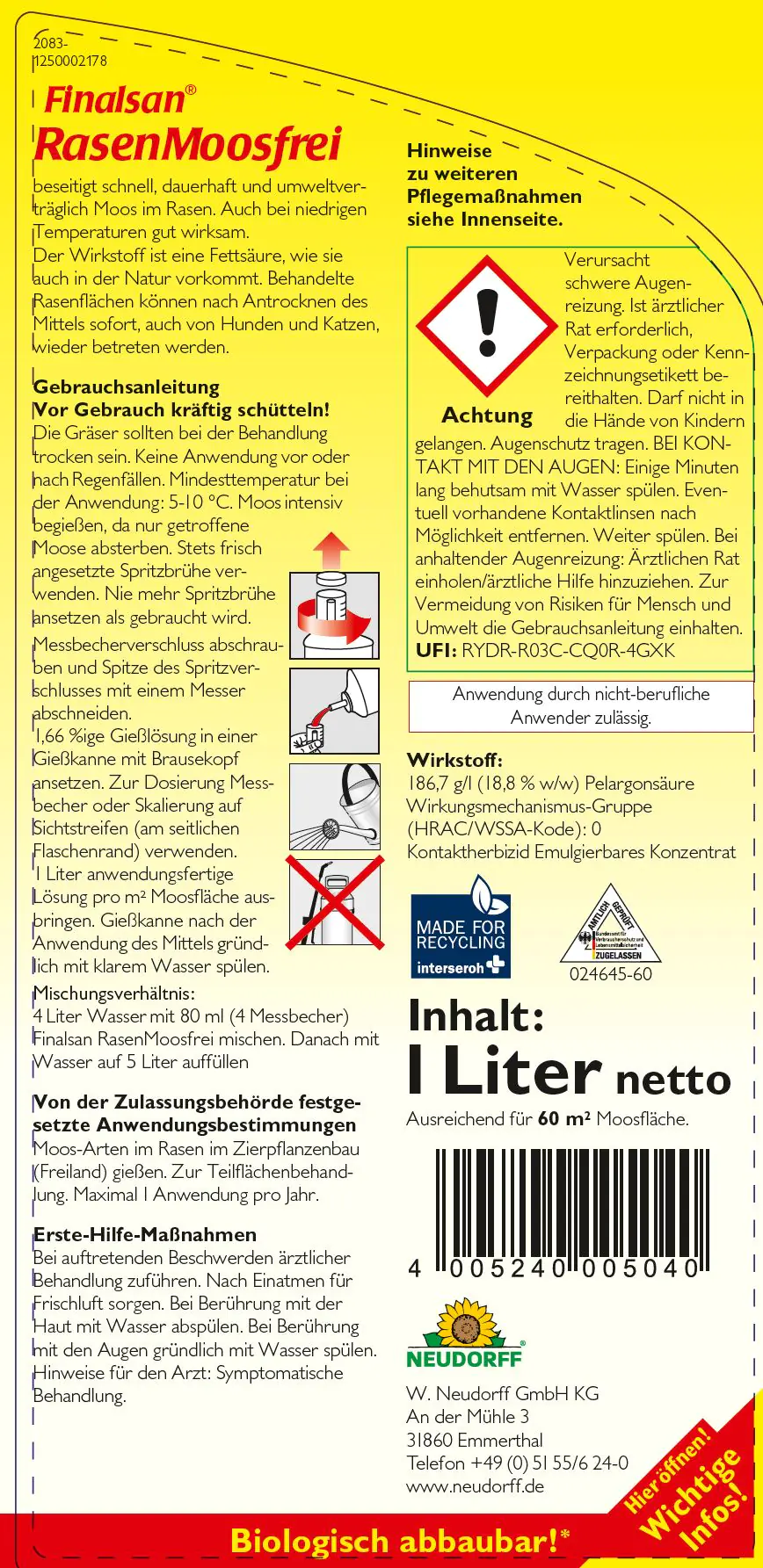 Finalsan Rasen-Moosfrei 1 L