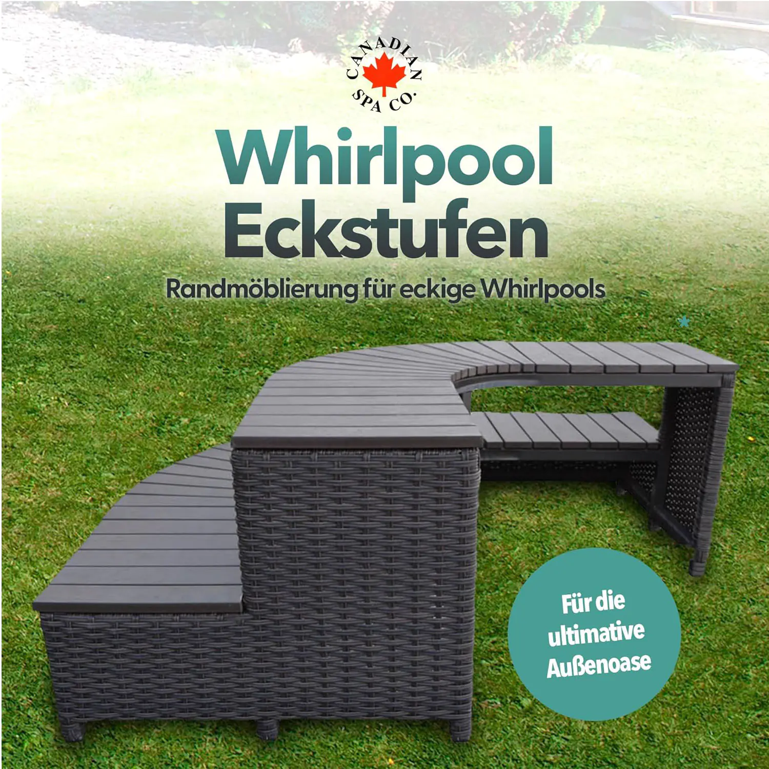 Canadian Spa Ecktreppe - für quadratische Whirlpools dunkelbraun Canadian Spa Ecktreppe - für quadratische Whirlpools dunkelbraun