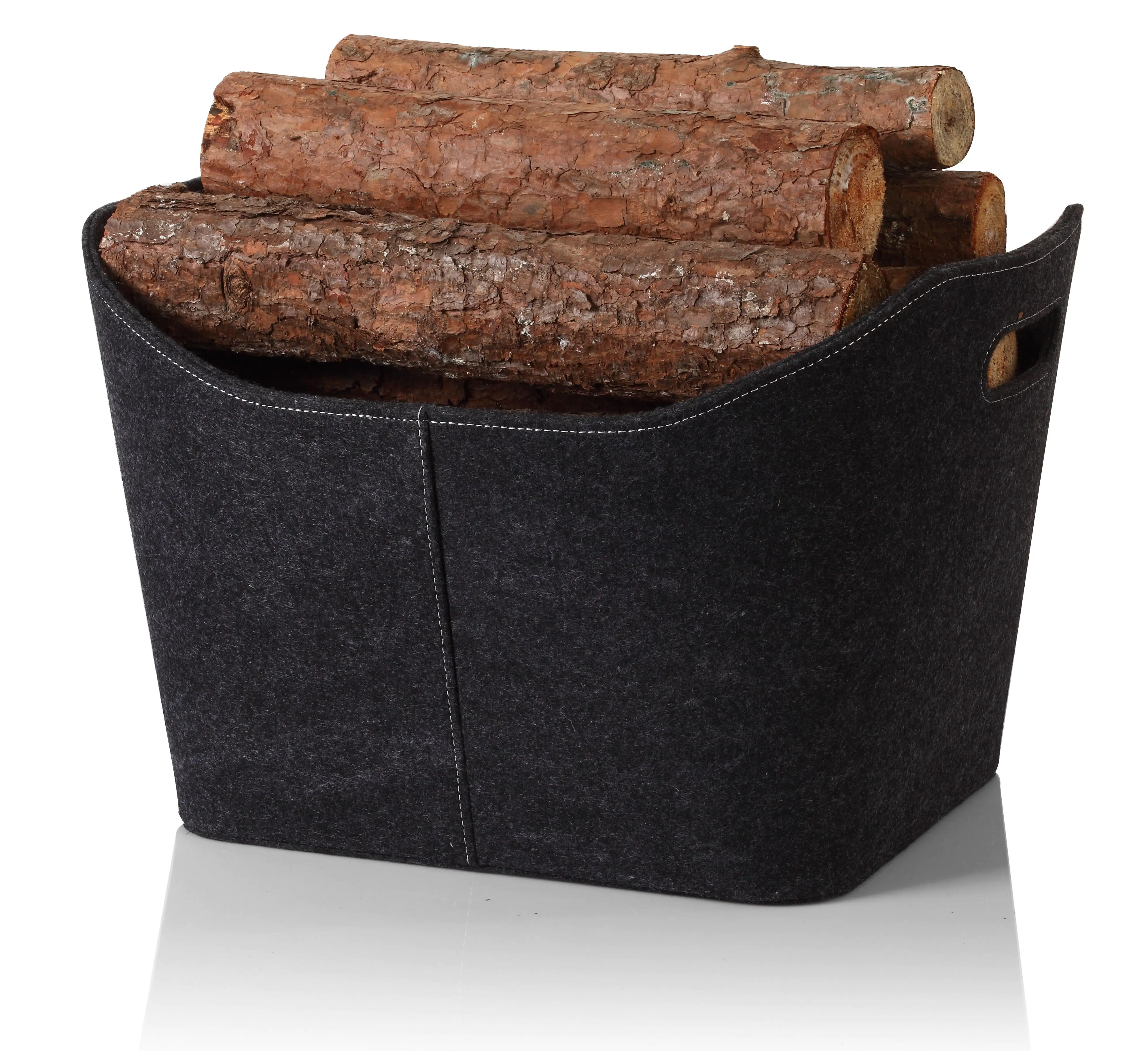 TrendLine Holzkorb Filz 36 x 49 x 31,5 cm anthrazit