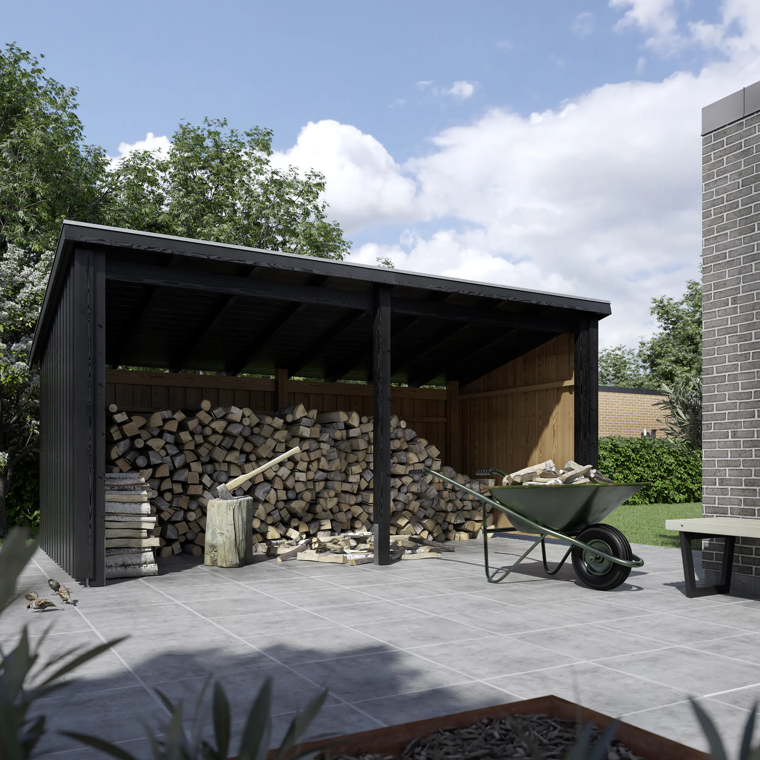 Plus Gartenhaus Nordic Multi 416 x 208 cm natur offen