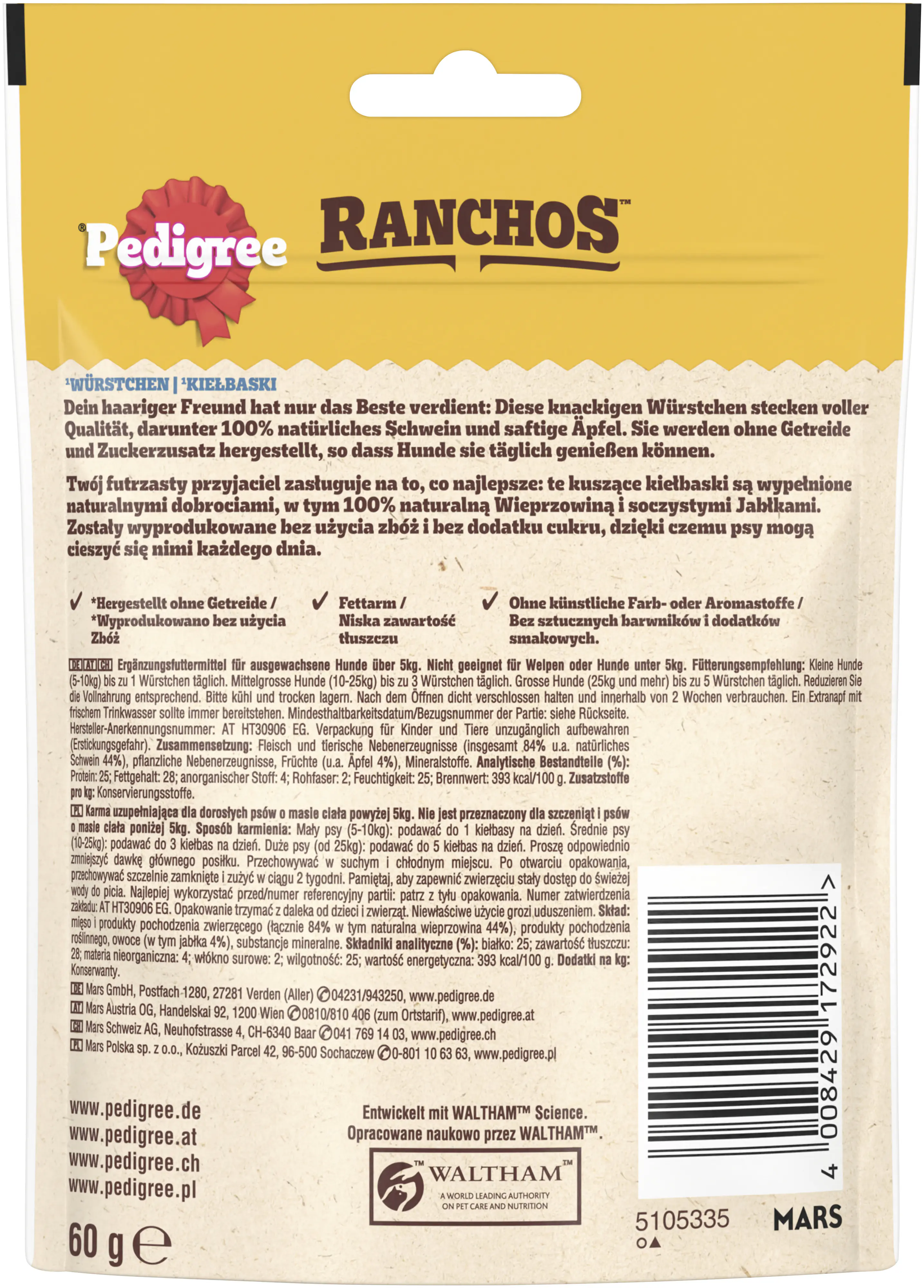 Pedigree Hundeleckerli Ranchos Saus Ages 60 g Schwein
