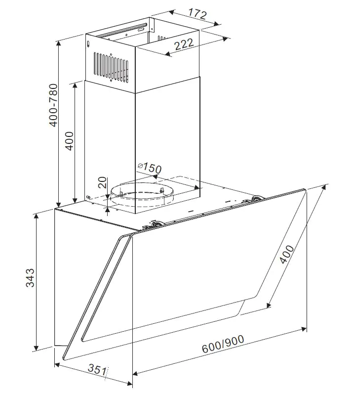 respekta kopffreie Schräghaube 60 cm Typ / Modell: CH77060WA 60 cm