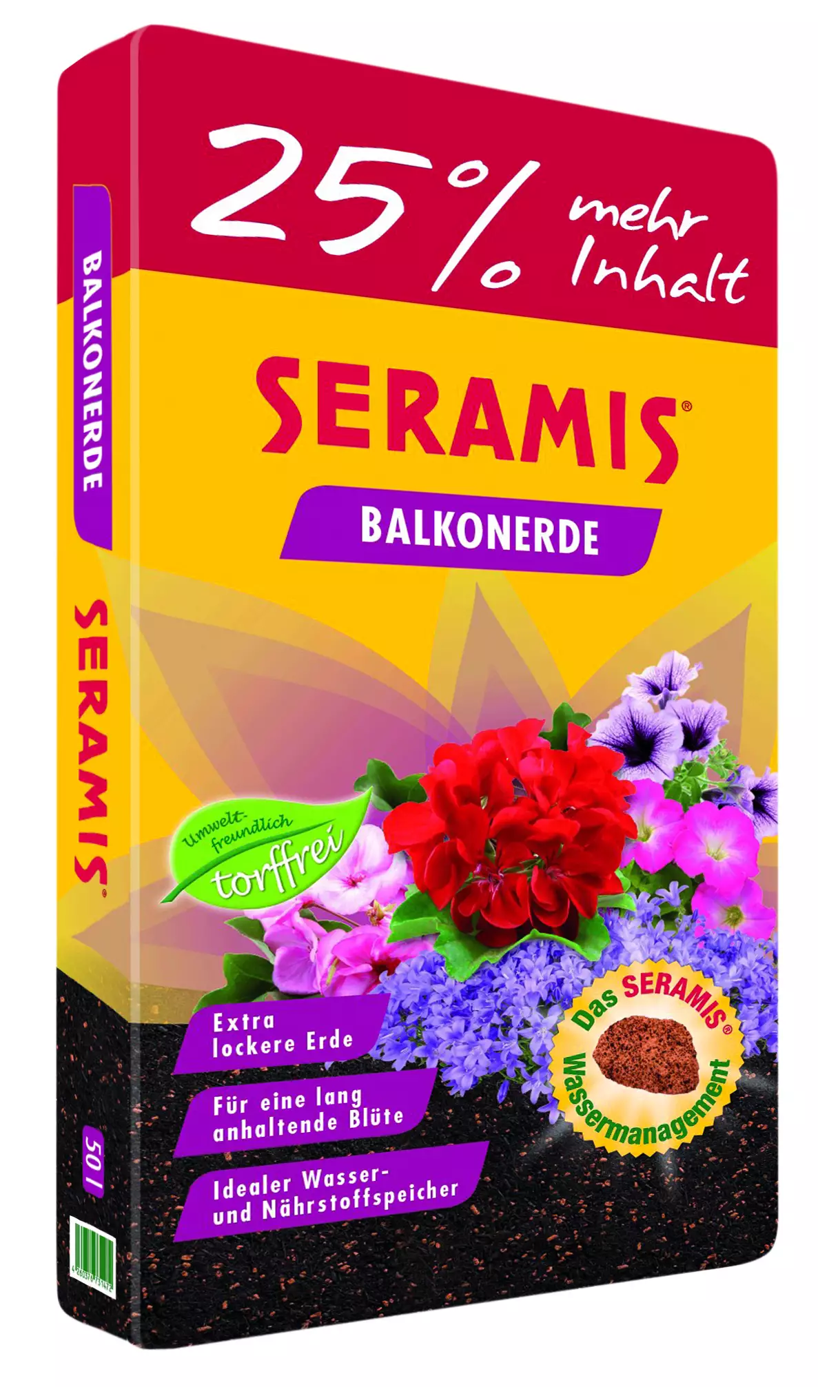 Seramis Torffreie Balkonerde +25% mehr Inhalt 50 l