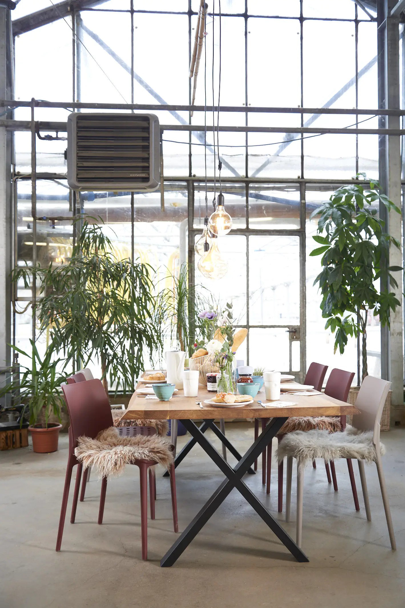 Tisch-Set "Live Edge" Eiche 200 x 90 cm x 38 mm inkl Tischbeine X-Form