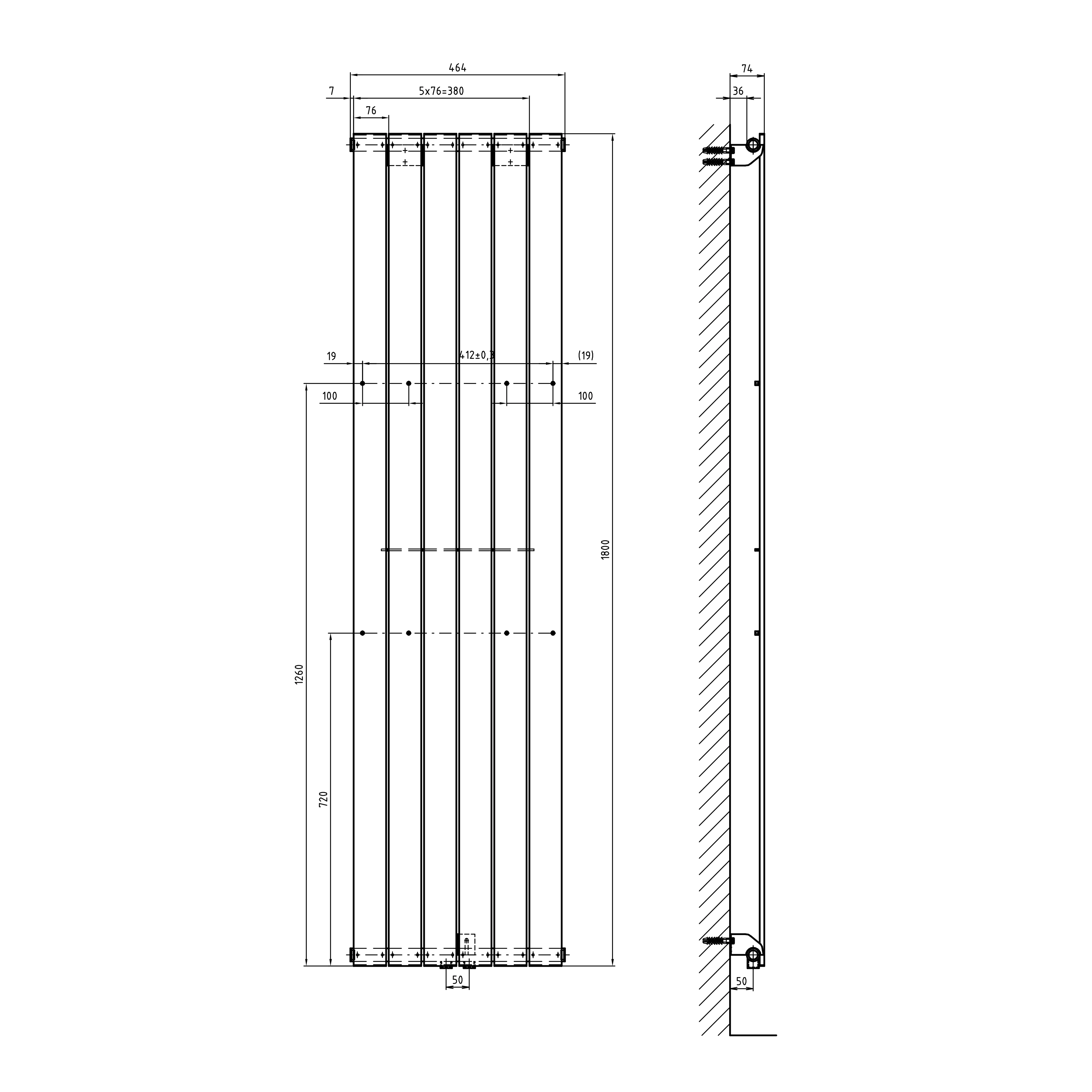 Schulte Badheizkörper Aachen 180 x 46,4 cm 910 Watt