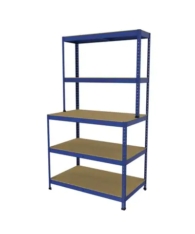 Werkstattsteckregal 180 x 100 x 30/60 cm 5 Holzböden 800 kg