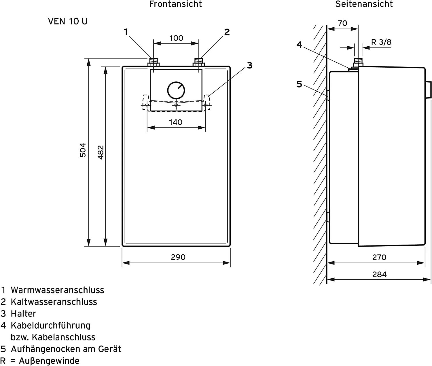 Vaillant Untertisch-Elektrospeicher 10 L eloSTOR plus VEN 10/7-5 U