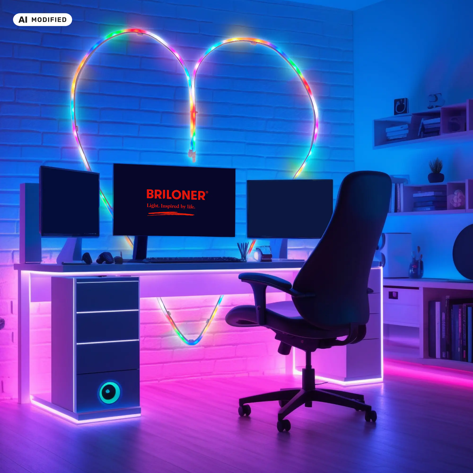 Briloner LED-Streifen Neon RGB mit Musiksensor 5 m dimmbar weiß