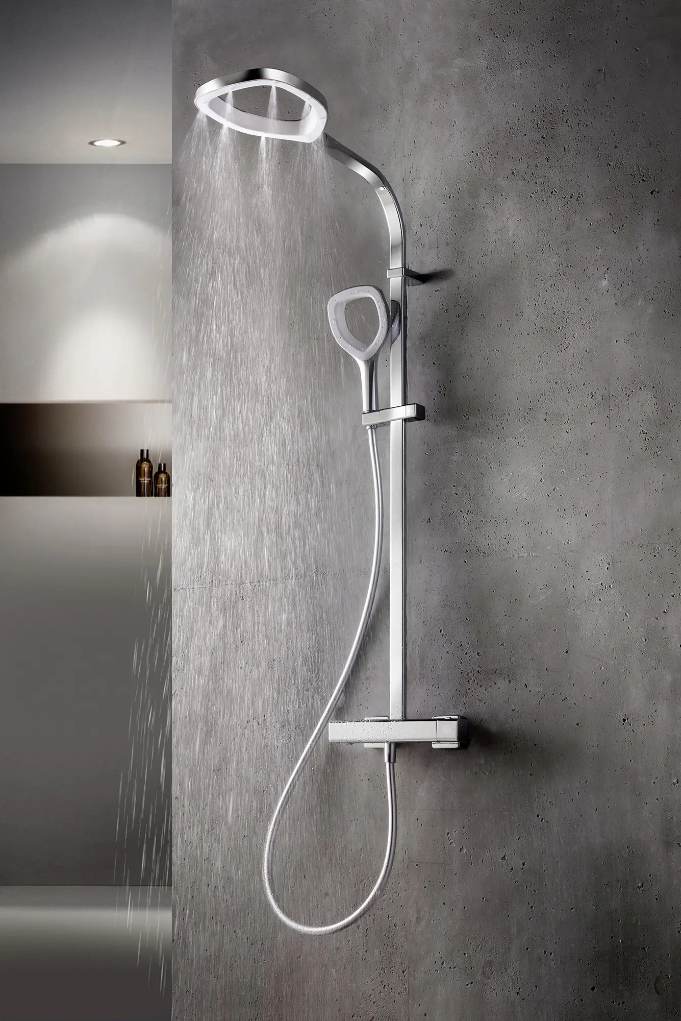 Breuer Duschsystem Aquamaxx Splash verchromt / weiß, mit Thermostat, Kopfbrause rund Breuer Duschsystem Aquamaxx Splash verchromt / weiß, mit Thermostat, Kopfbrause rund