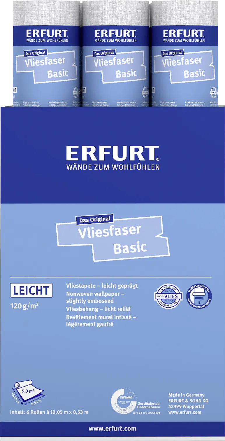 Erfurt Vliestapete Basic 101 weiß 10,05 x 0,53 m Erfurt Vliestapete Basic 101 weiß 10,05 x 0,53 m