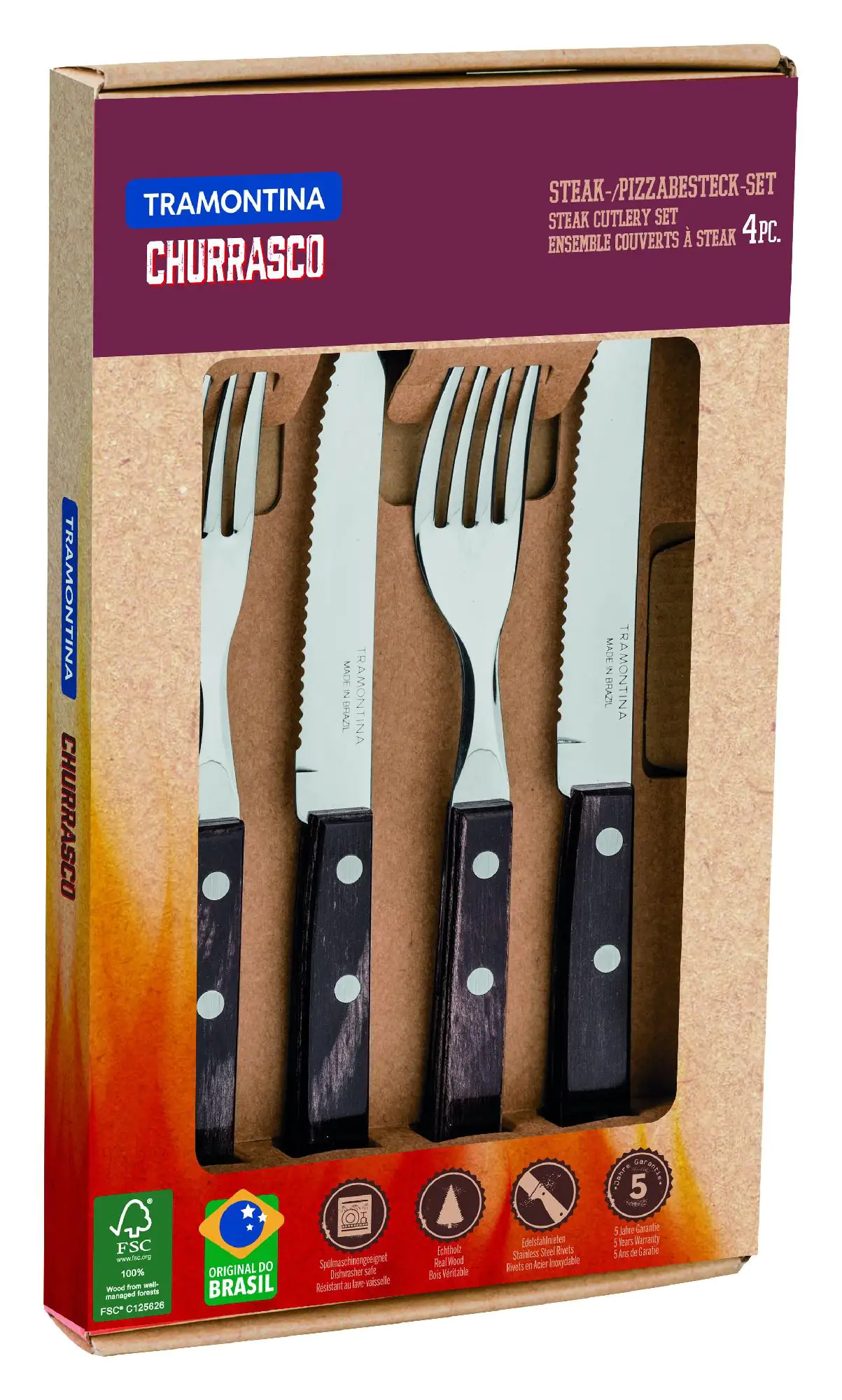 Tramontina Steak- Pizzabesteck 4 teiliges Set Tramontina Steak- Pizzabesteck 4 teiliges Set