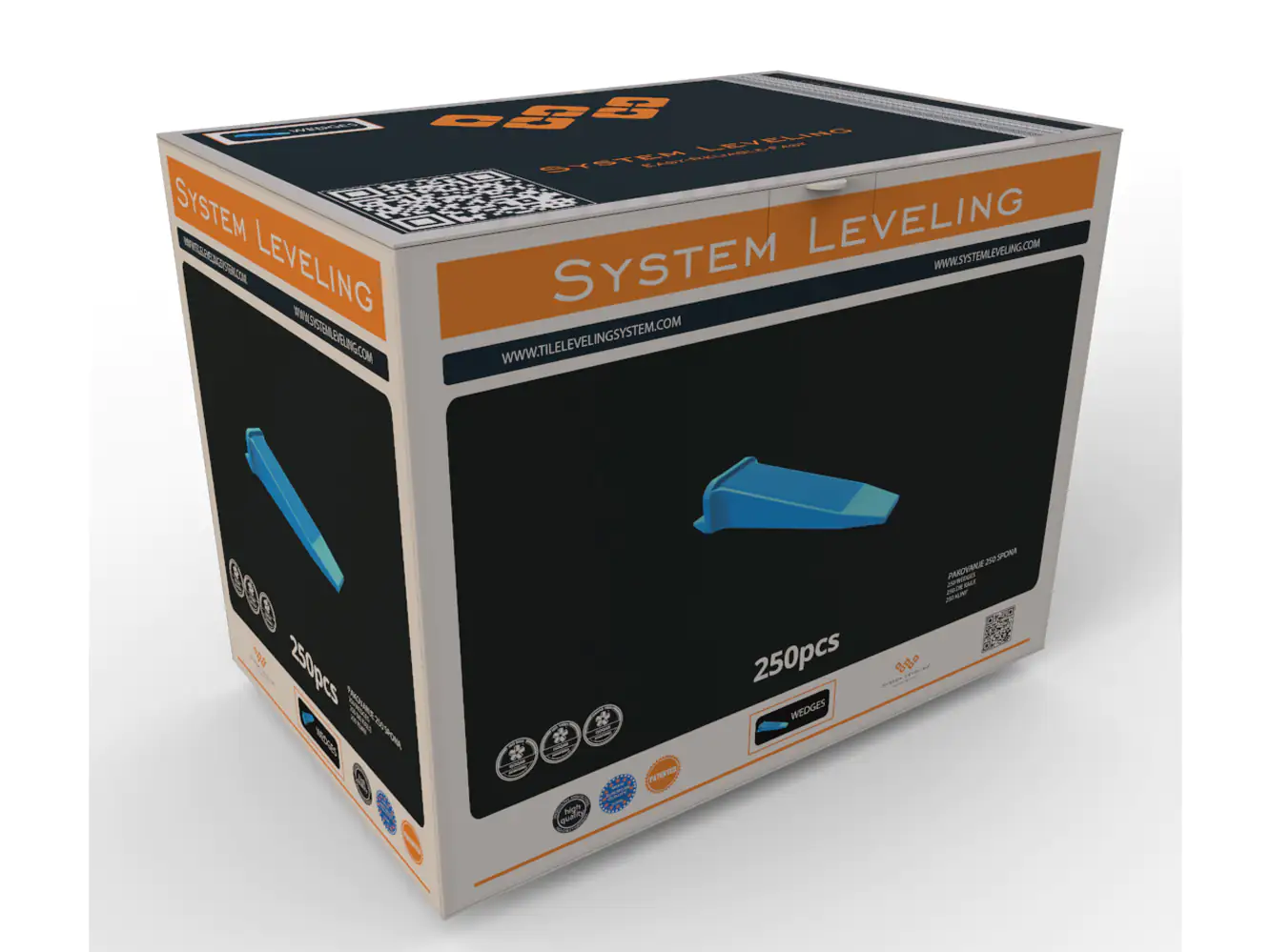 System Leveling Fliesen-Nivellierkeile 250 Stück, blau, wiederverwendbar