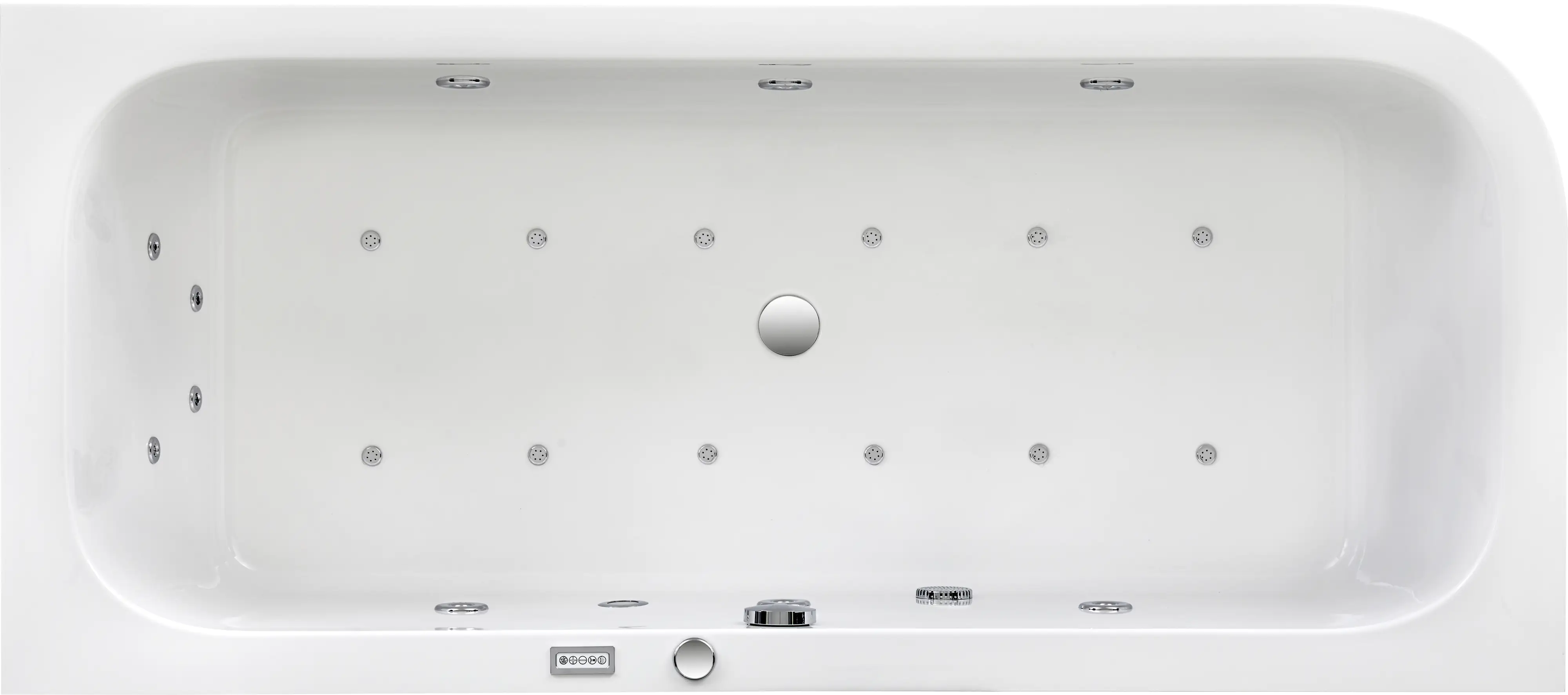 Ottofond Whirlpool-Komplettset Spirit mit Ab-/Überlaufgarnitur 180 x 80 cm, weiß, Modell B