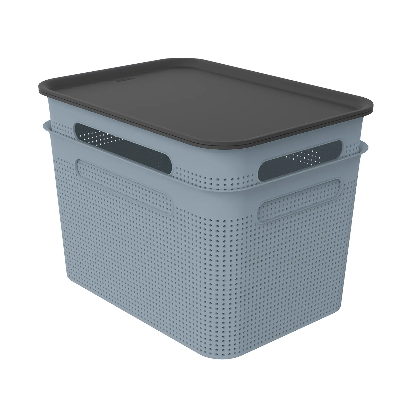 Rotho Aufbewahrungsbox Brisen mit Deckel 36,5 x 26,5 cm 16 L misty blau 2er Set