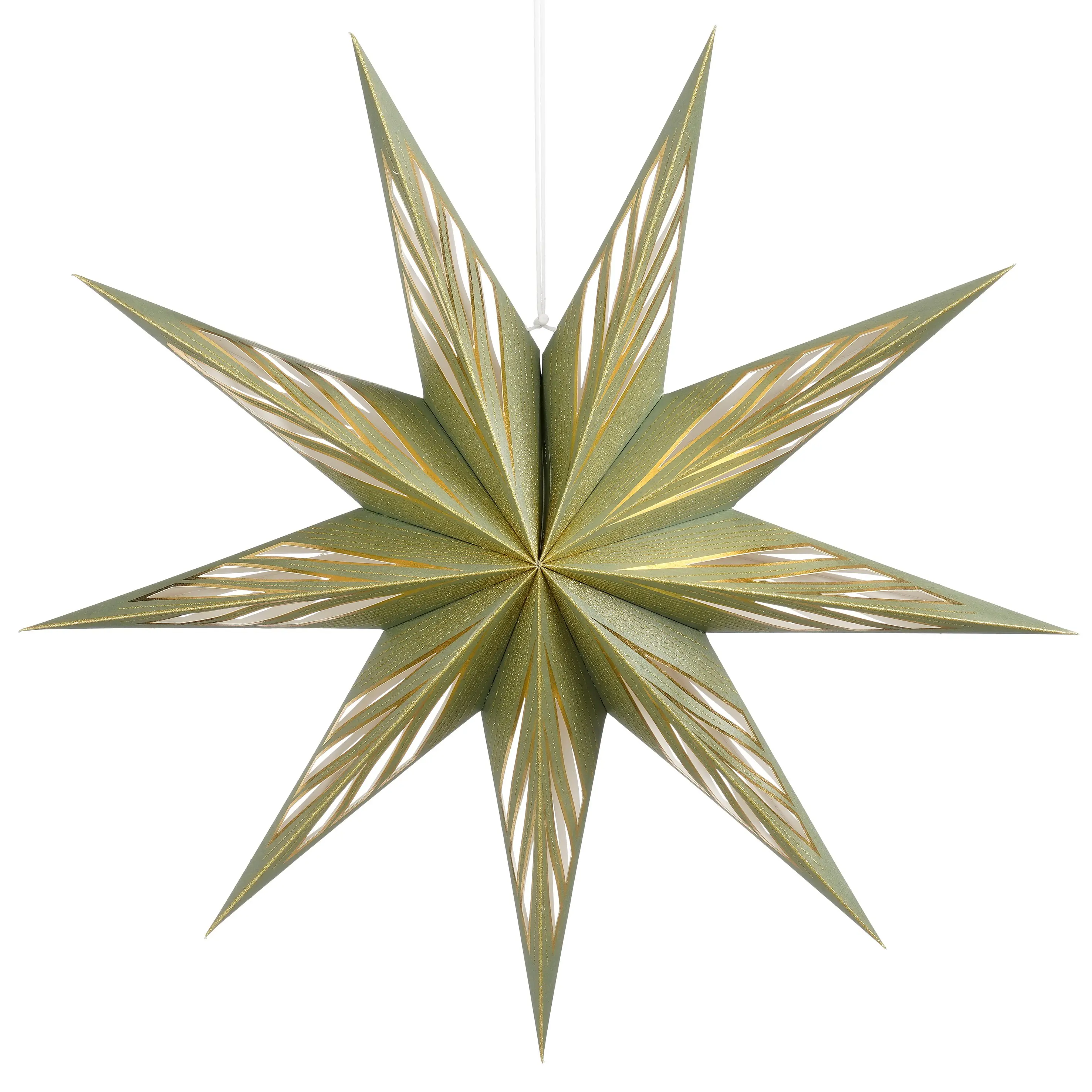 Mica Decorations Weihnachtsanhänger Stern Papier Ø 75 x 18 cm grün
