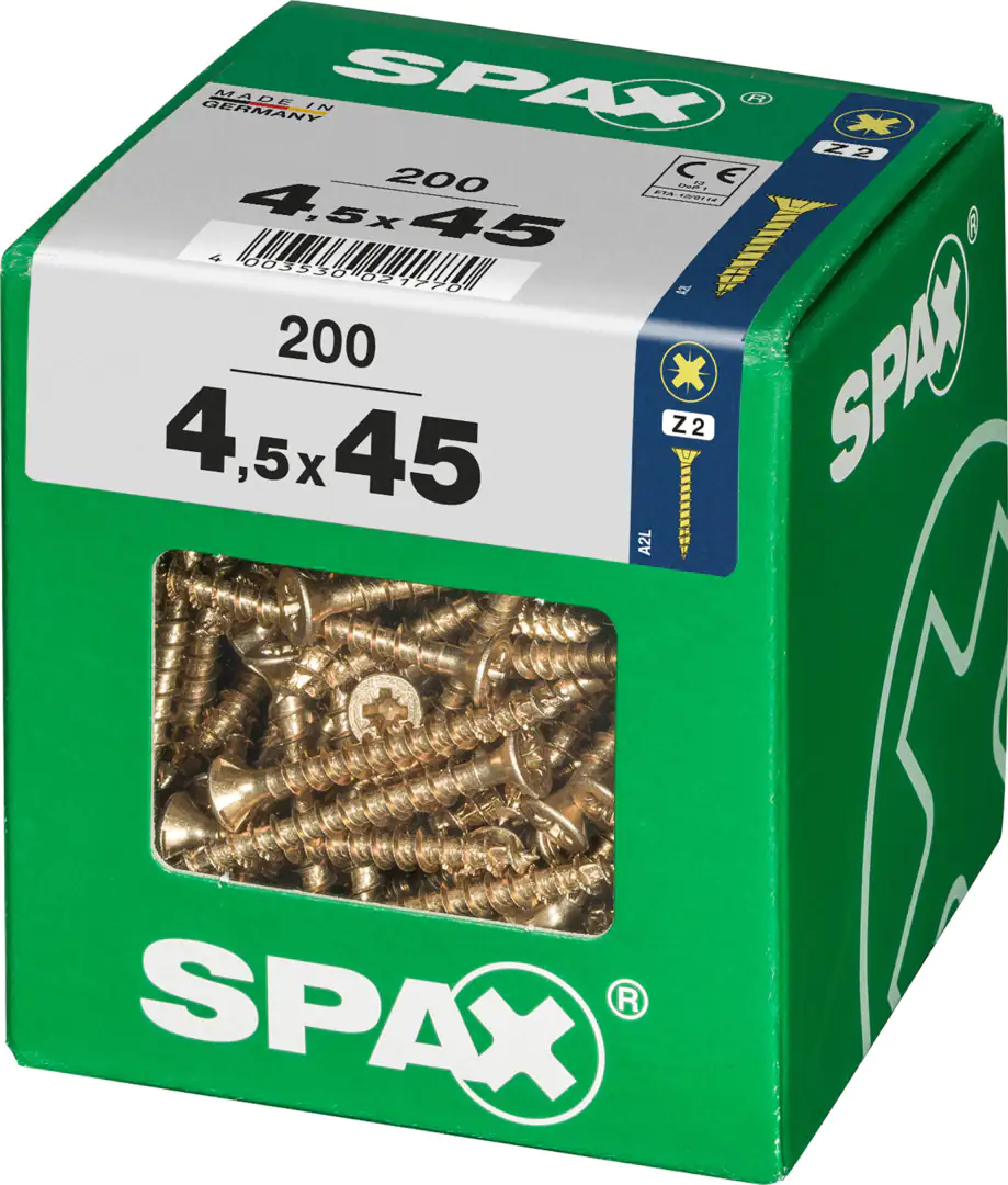 Spax Universalschrauben 4.5 x 45 mm PZ 2 - 200 Stk.