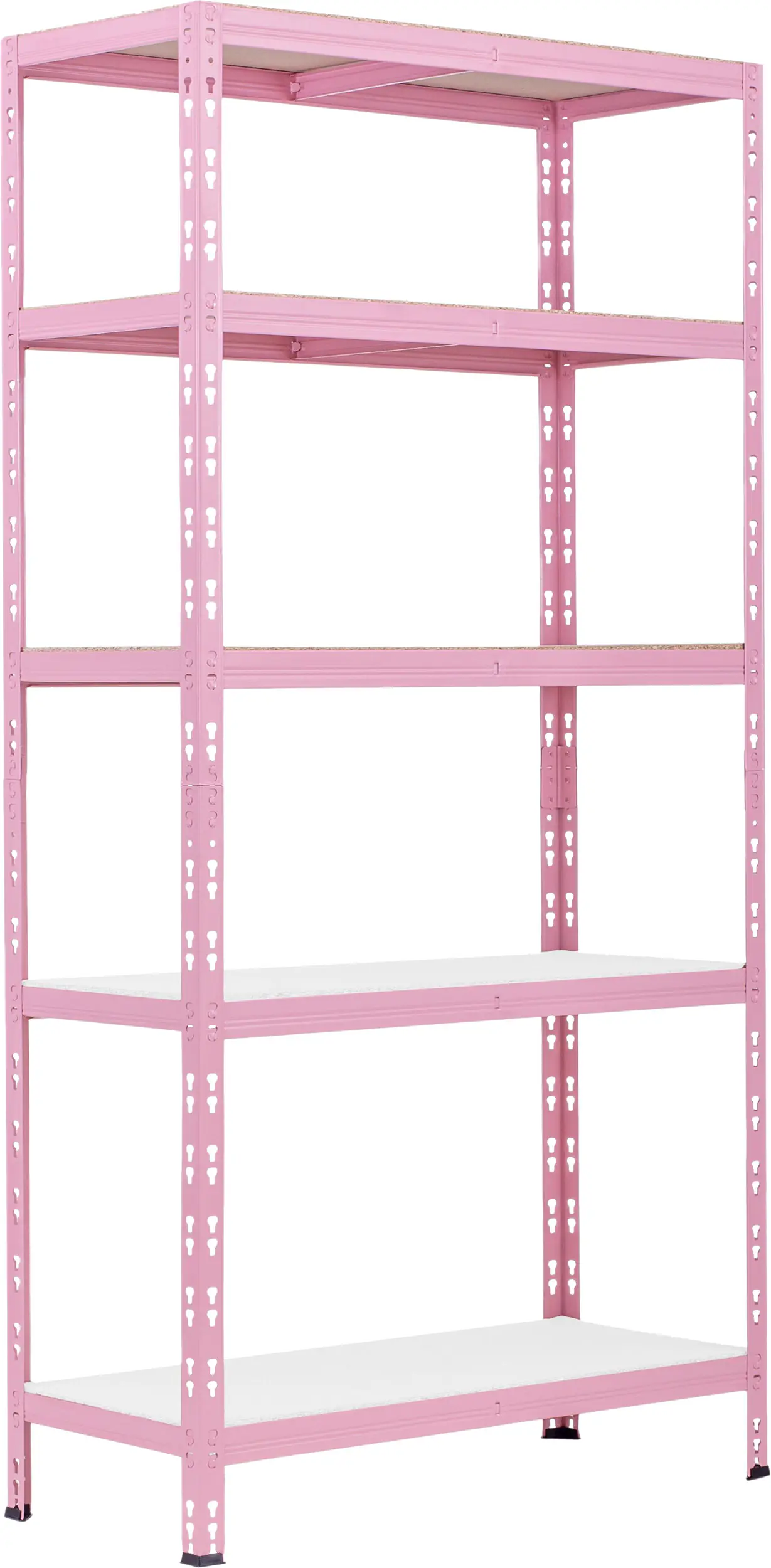 Schwerlastregal Stahl 180 x 90 x 40 cm 5 Holzböden 600 kg rosa