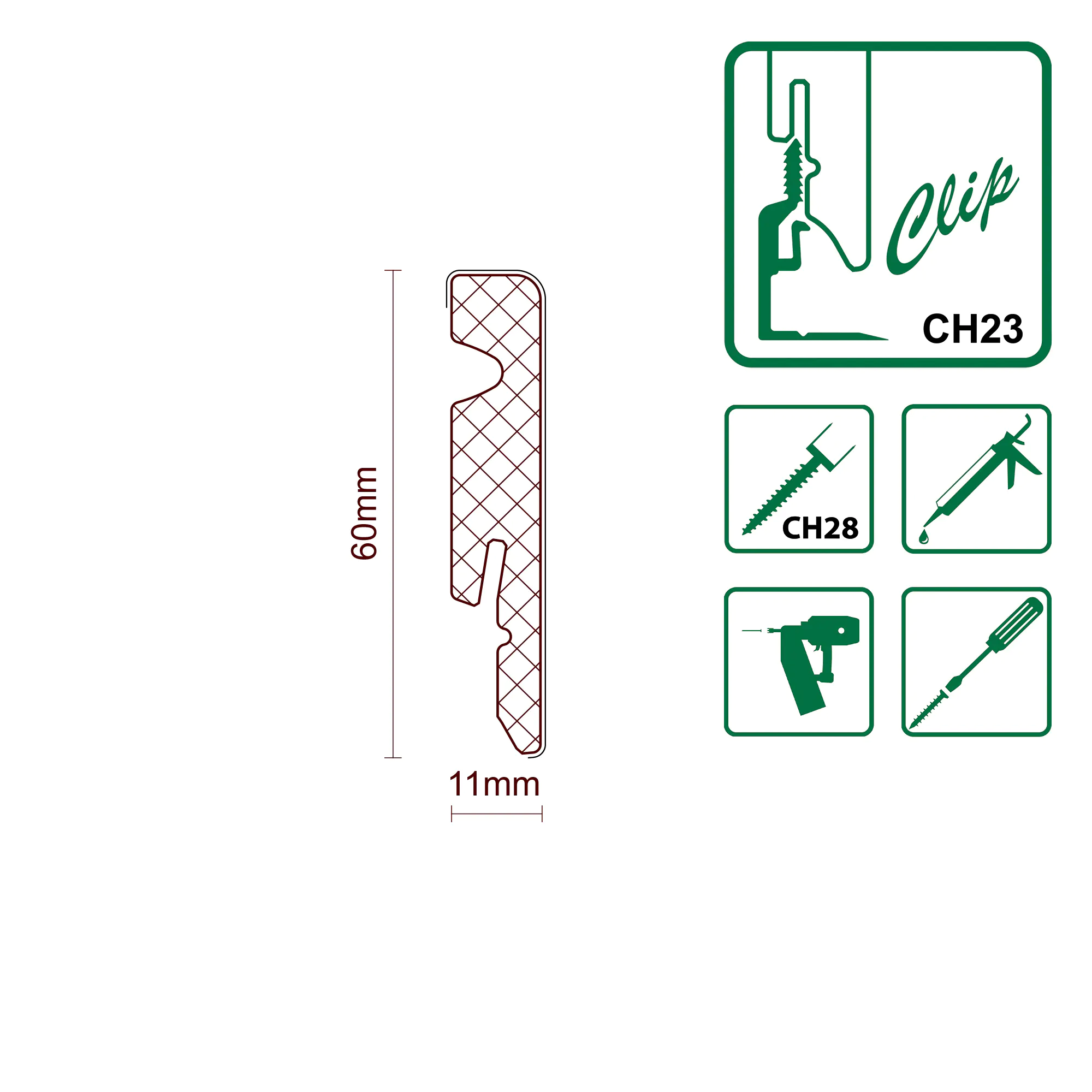 Neuhofer Fußleiste 220 cm x 60 x 11 mm weiß Neuhofer Fußleiste 220 cm x 60 x 11 mm weiß