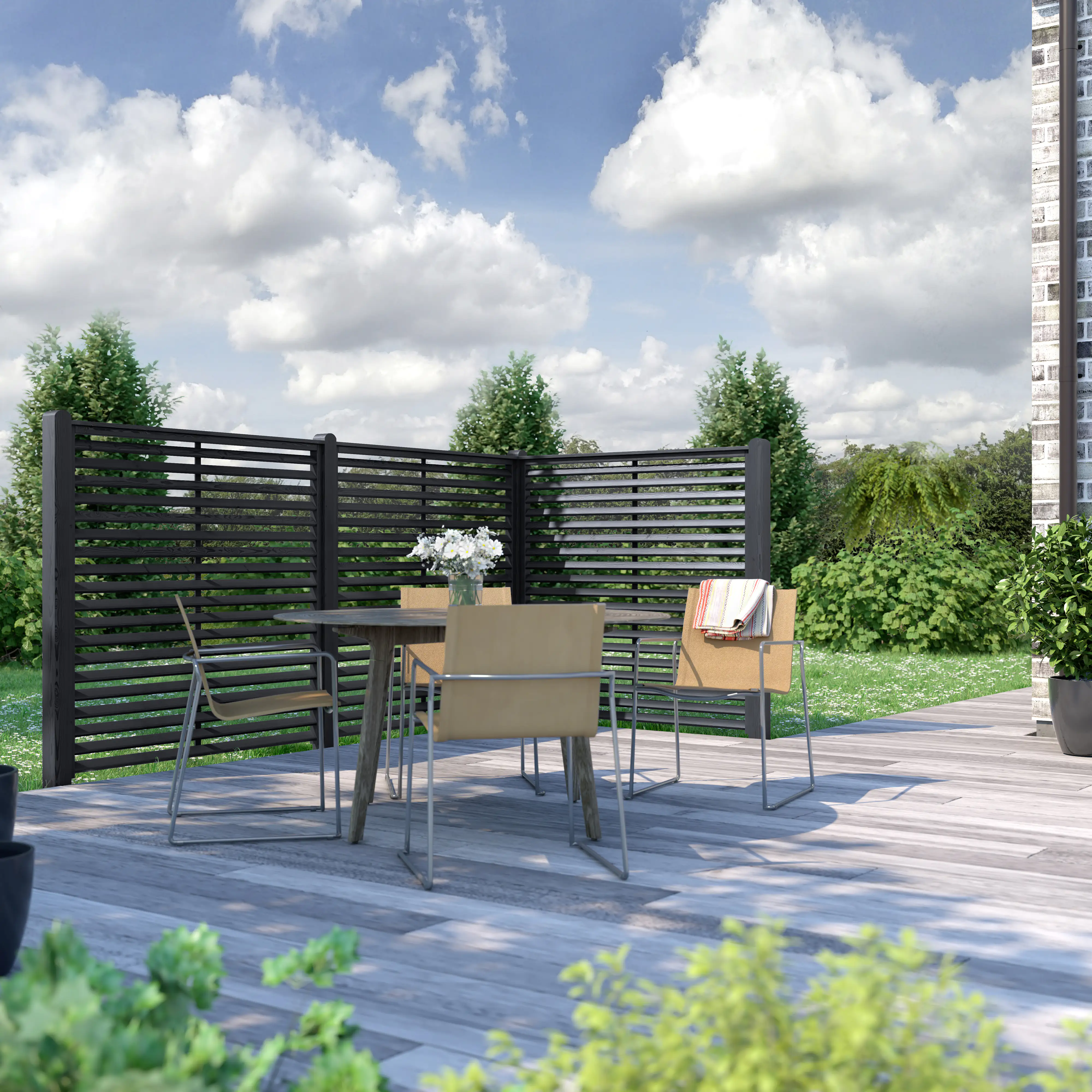 Plus Zaun Koyto 160 x 160 cm RAL 9005 Schwarz