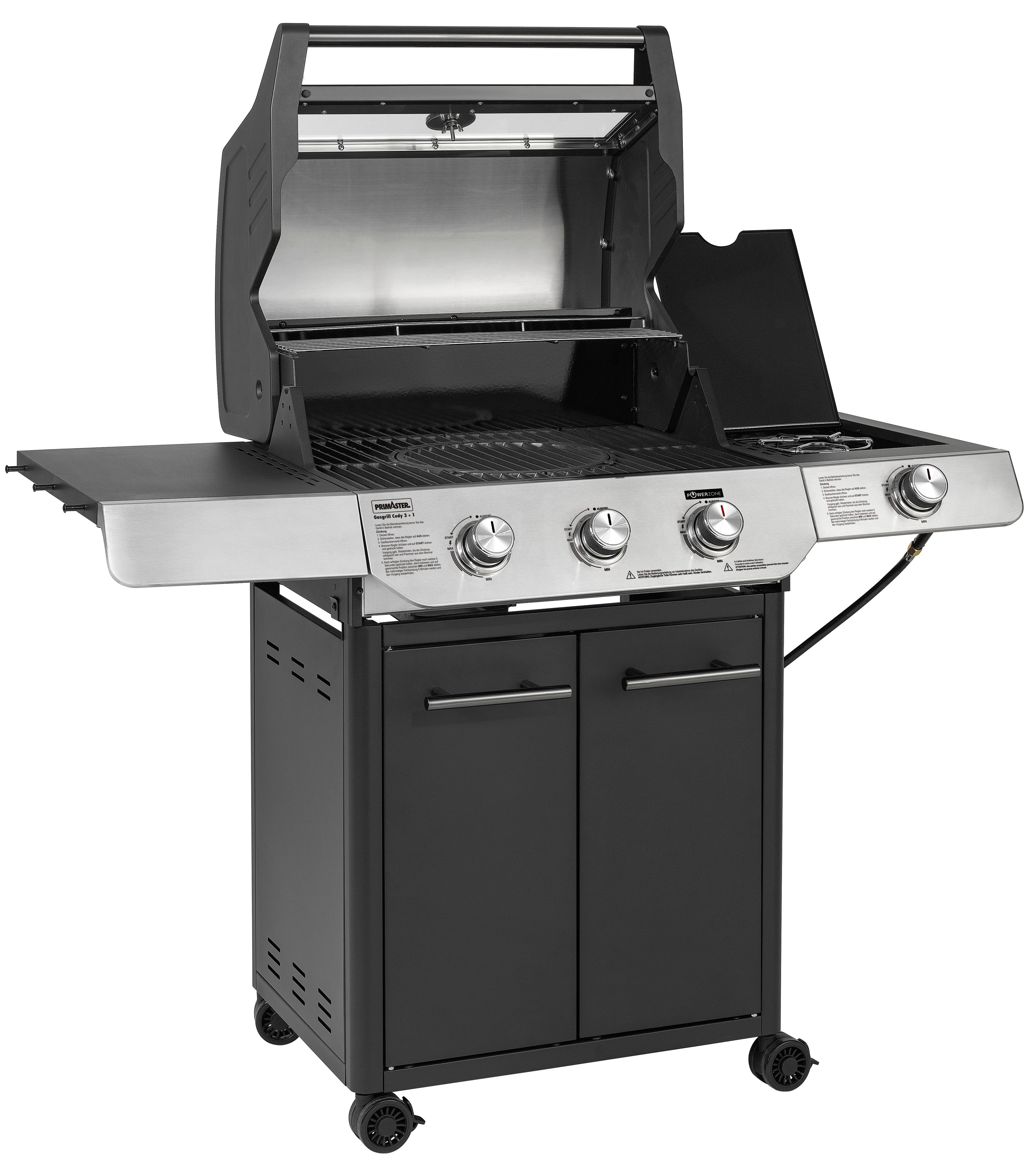 Primaster Gasgrill Cody Powerzone & Seitenbrenner Grillfläche: 63,5 x 48 cm 