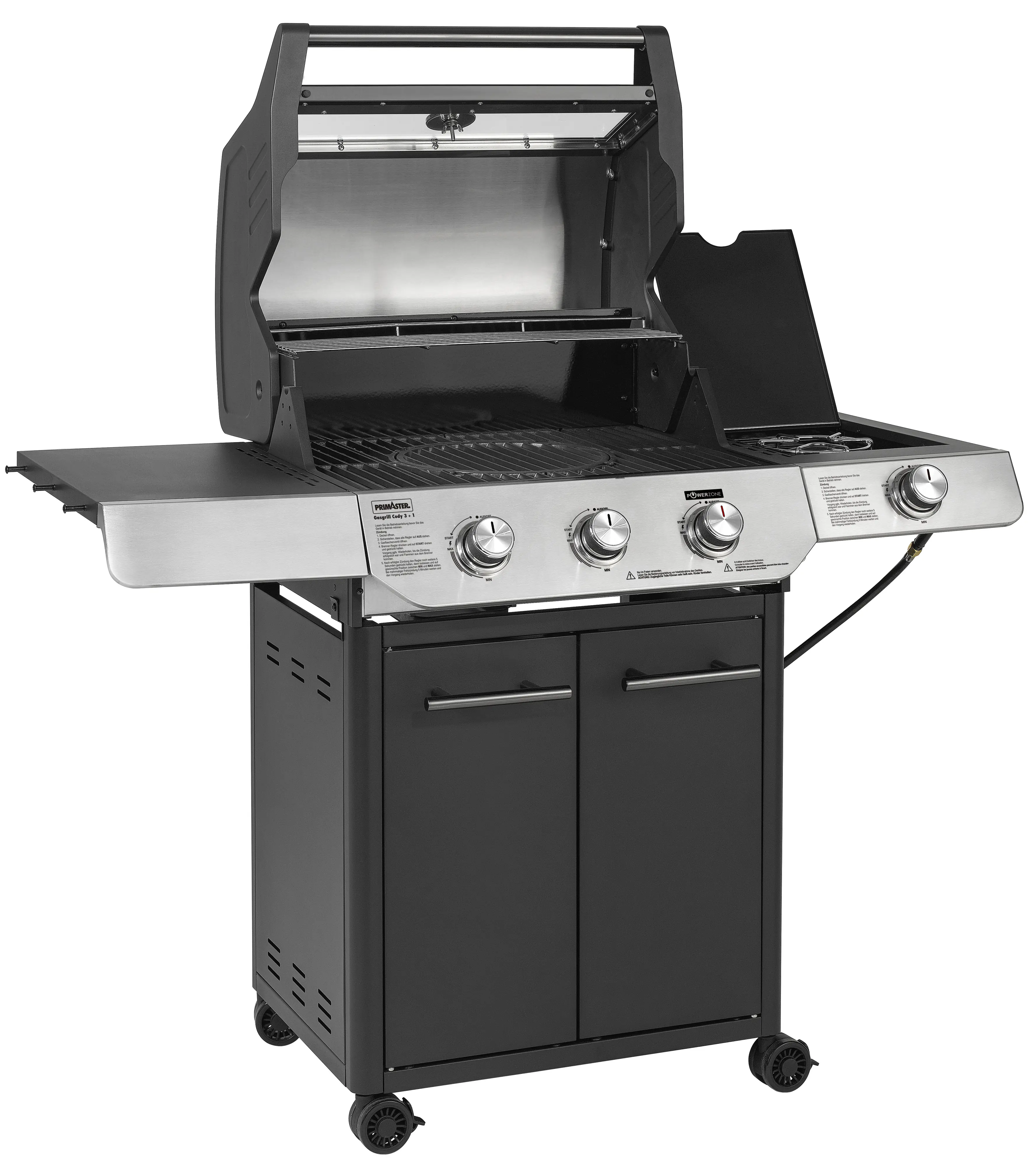 Primaster Gasgrill Cody Powerzone & Seitenbrenner Grillfläche: 63,5 x 48 cm 