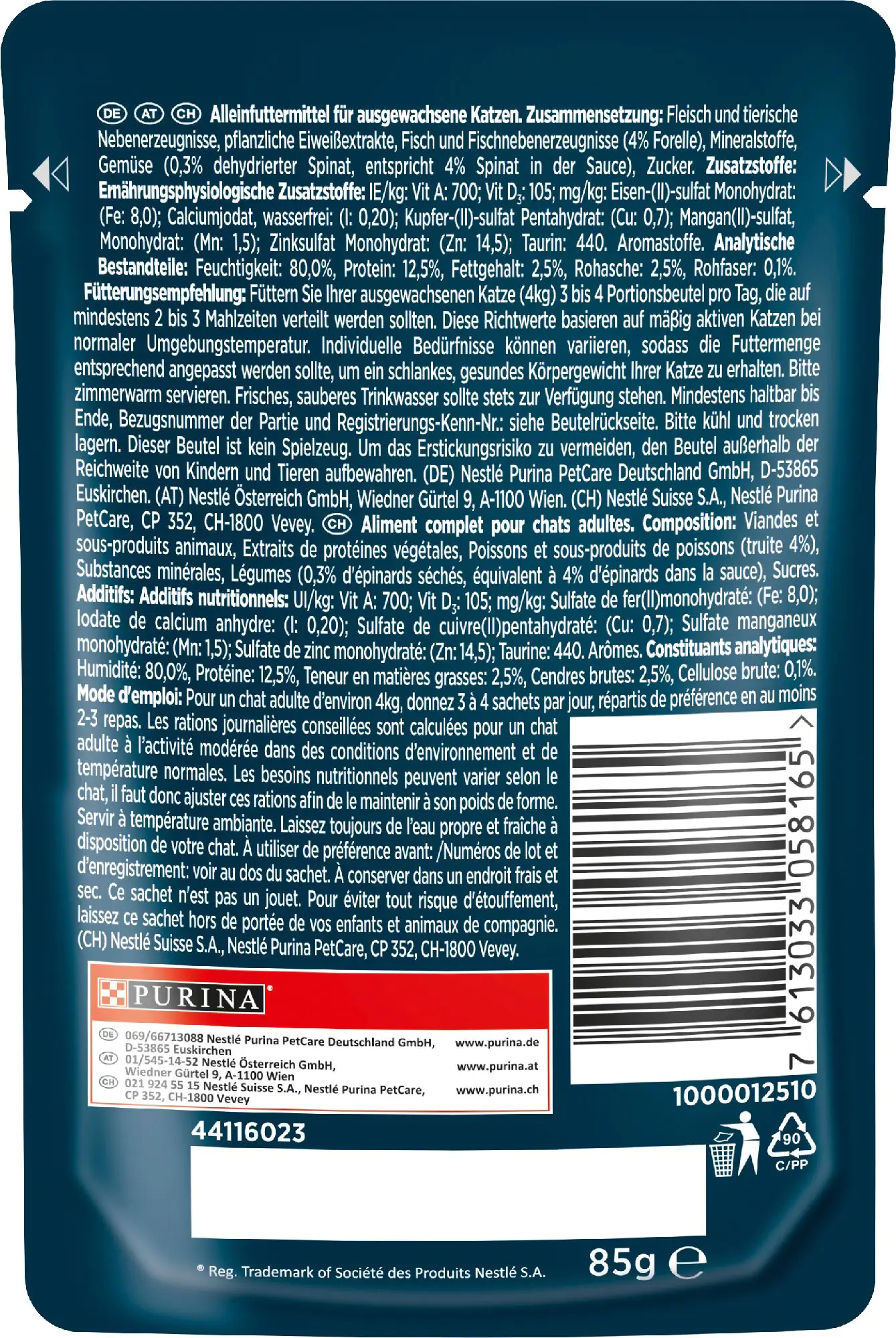 Gourmet Perle Erlesene Streifen Forelle in Sauce mit Spinat 85 g Gourmet Perle Erlesene Streifen Forelle in Sauce mit Spinat 85 g