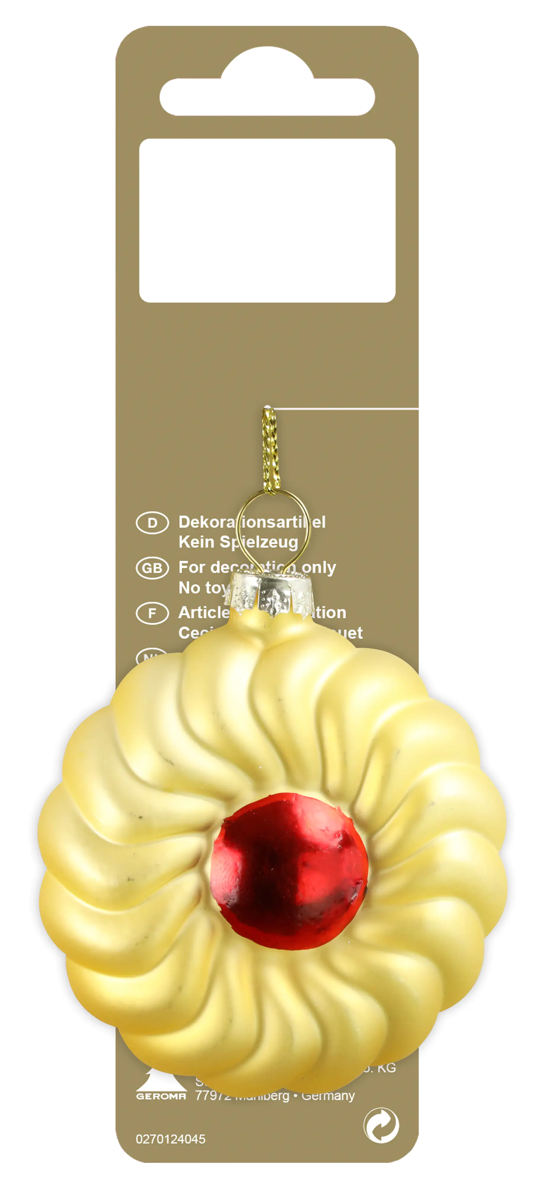 Weihnachtshänger Keks gold rot, 7 x 7,5 x 3,5 cm Weihnachtshänger Keks gold rot, 7 x 7,5 x 3,5 cm