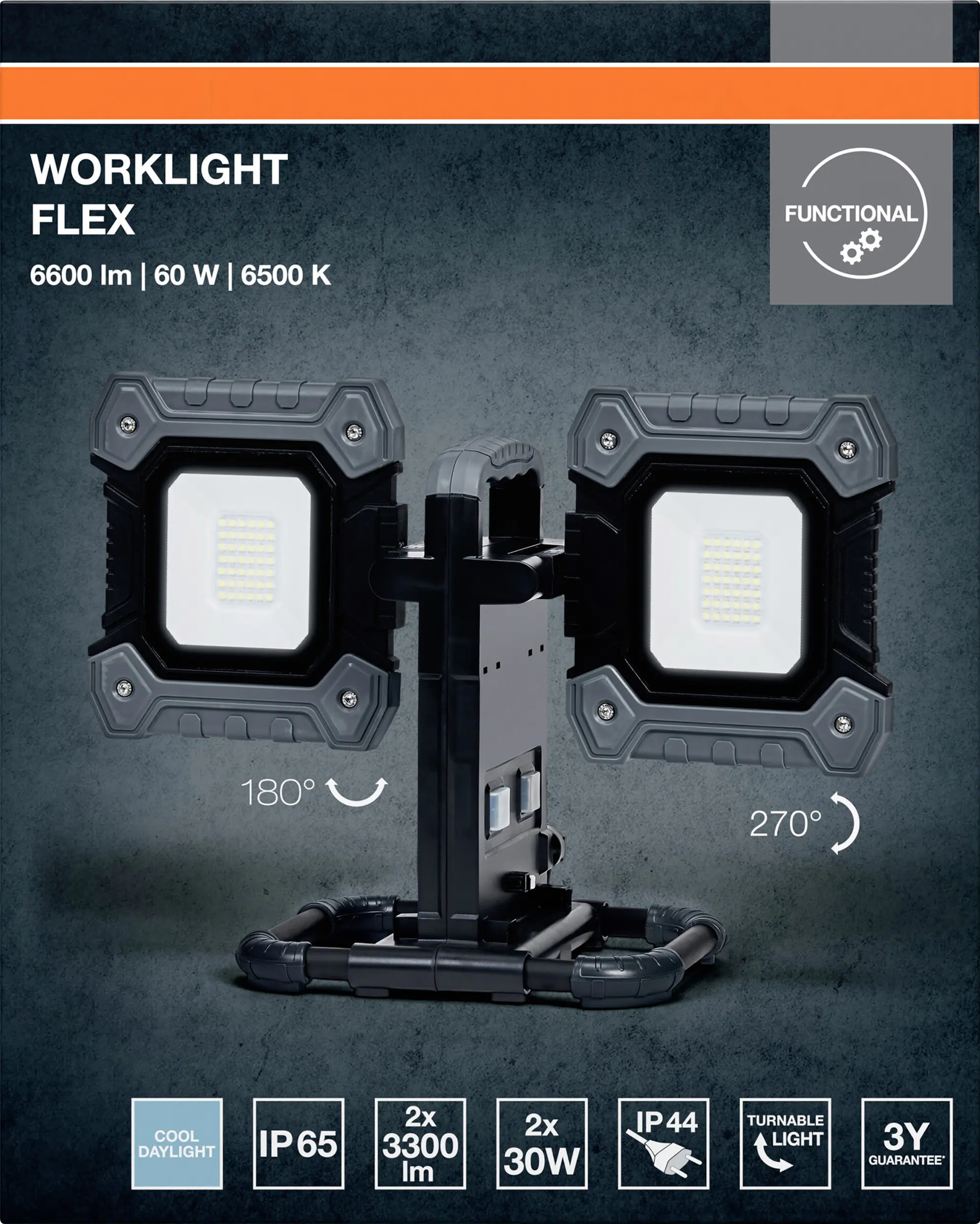 Ledvance LED Baustrahler Worklight Flexible 2x30W 6450 lm schwarz