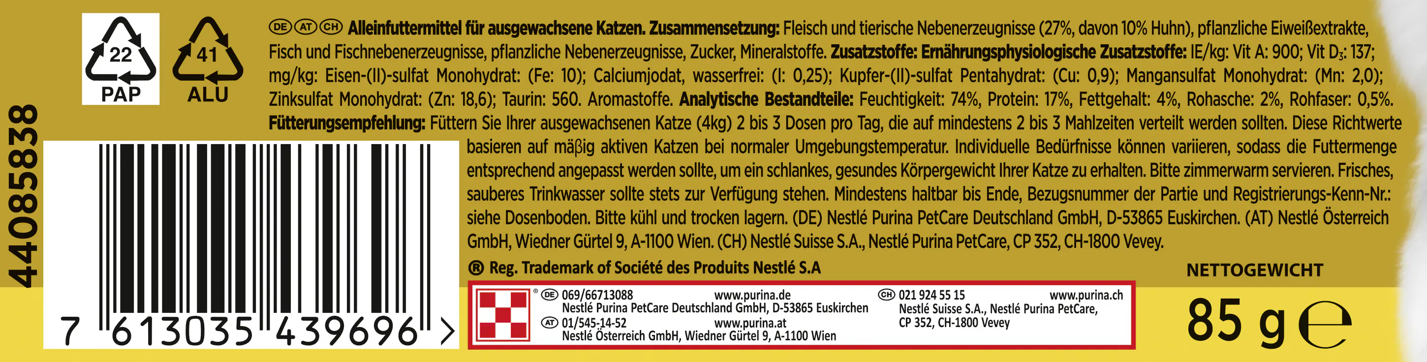 Gourmet Gold Raffiniertes Ragout mit Huhn 85 g Gourmet Gold Raffiniertes Ragout mit Huhn 85 g