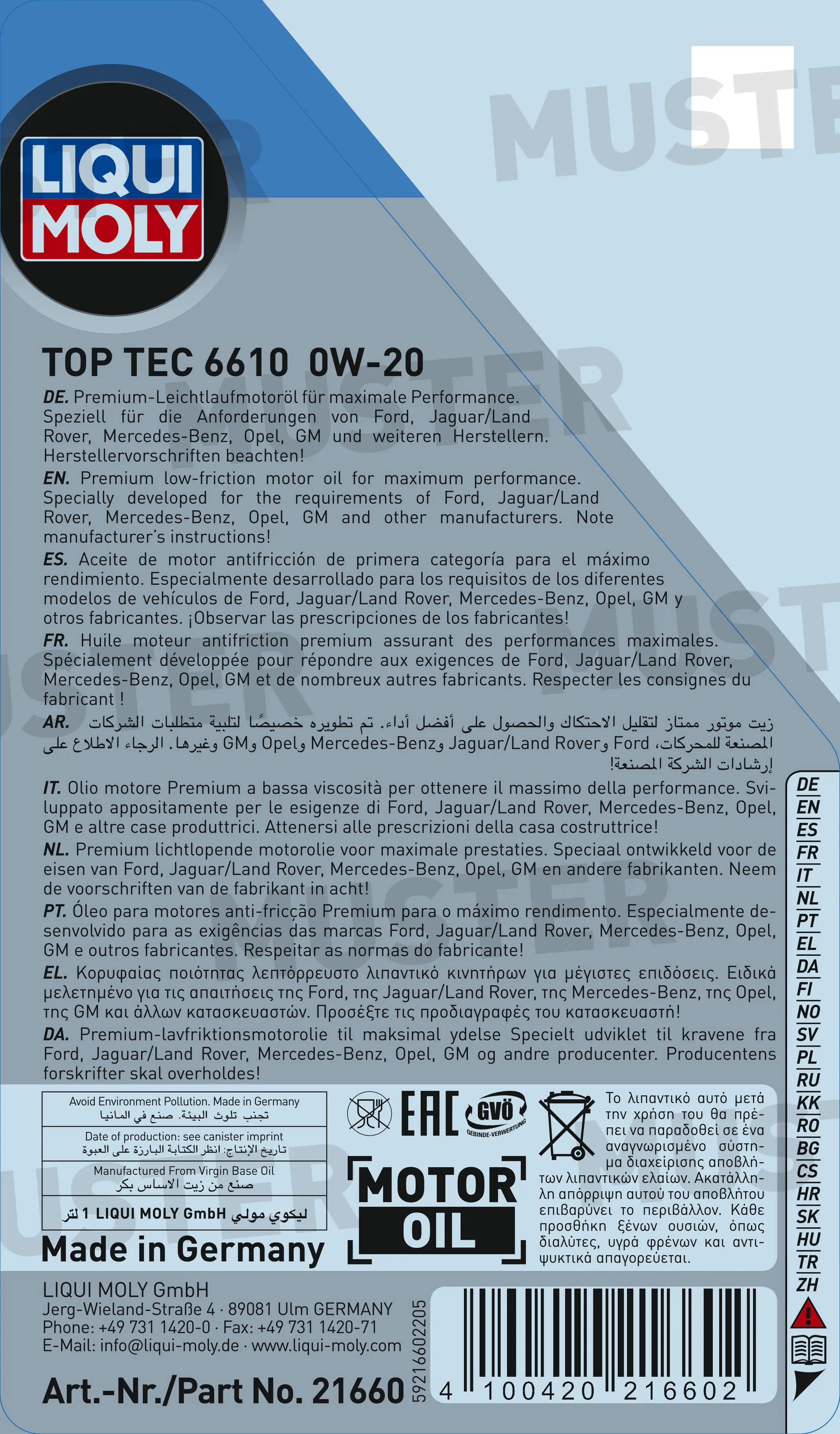 Liqui Moly Motoröl Top Tec 6610 0W-20 1L