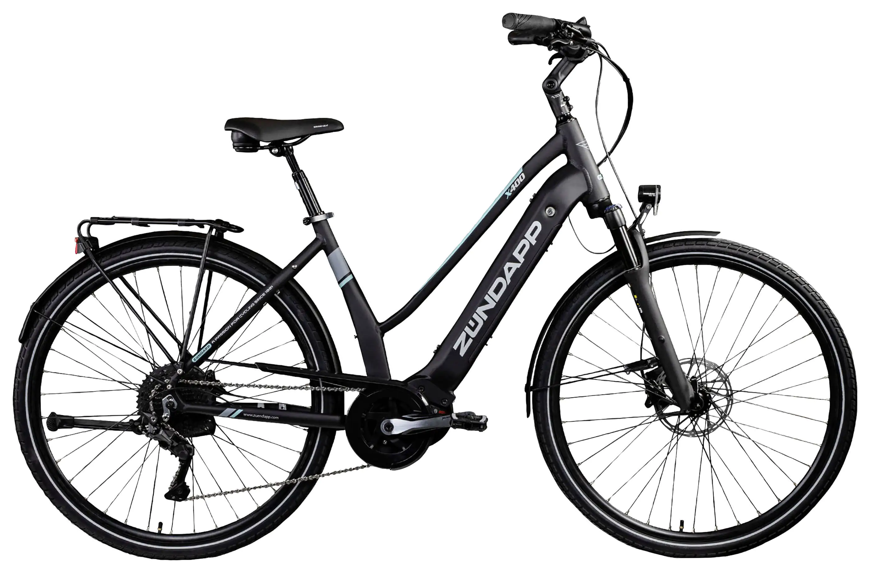 Zündapp E-Bike Trekking X400 28 Zoll 11-Gang 500 Wh schwarz türkis