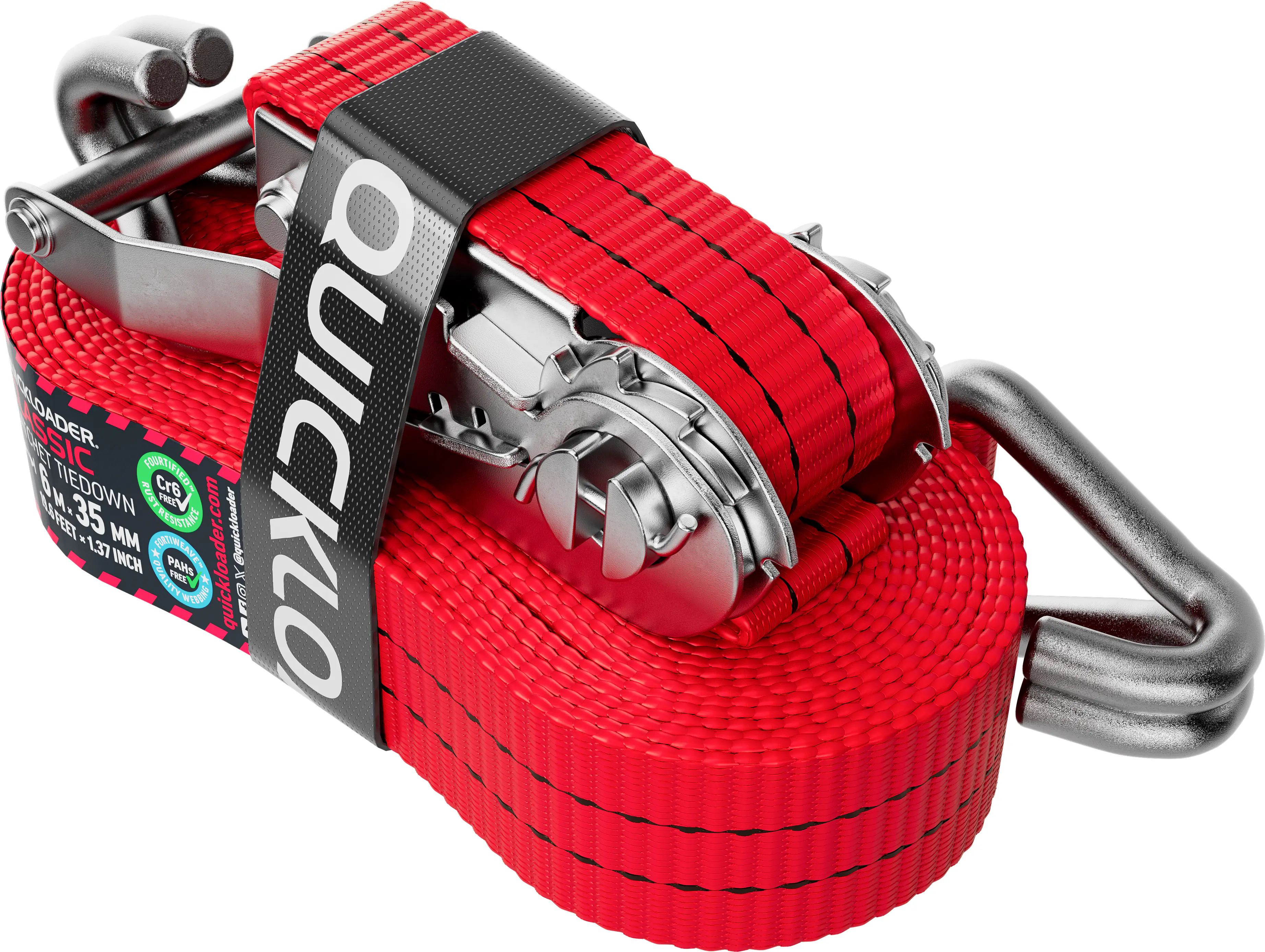 QUICKLOADER® Spanngurt 35 mm x 6 m 1 Stück rot  QUICKLOADER® Spanngurt 35 mm x 6 m 1 Stück rot