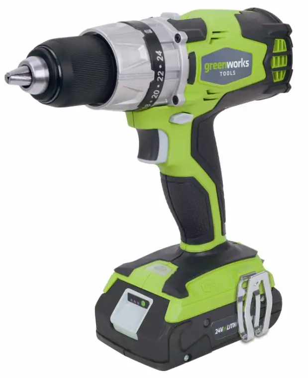 Greenworks Akkubohrschrauber-Set 24 V 24 V 4,0 Ah 2 Akkus 62 Nm bürstenlos