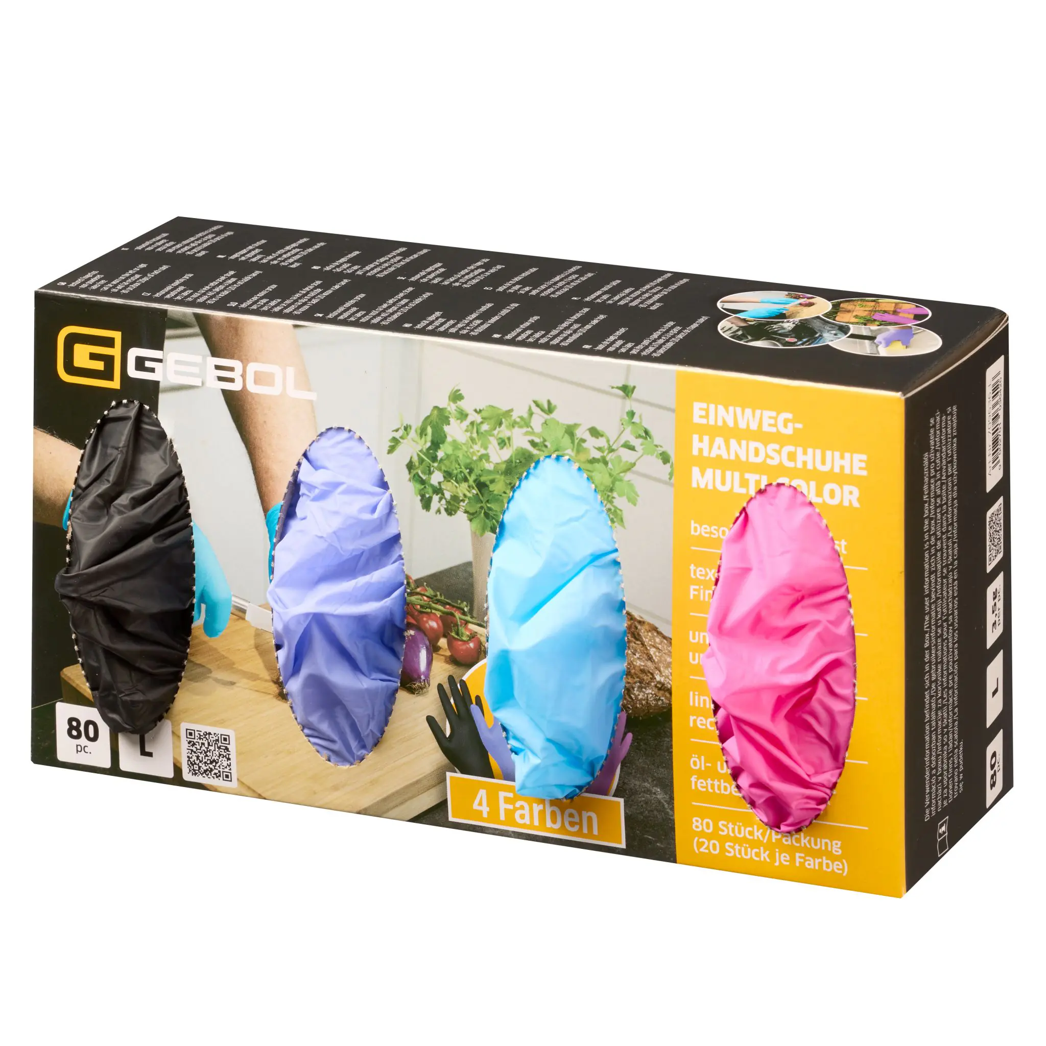 Gebol Einweghandschuhe ungepudert Gr. S Multi Color 80 Stück