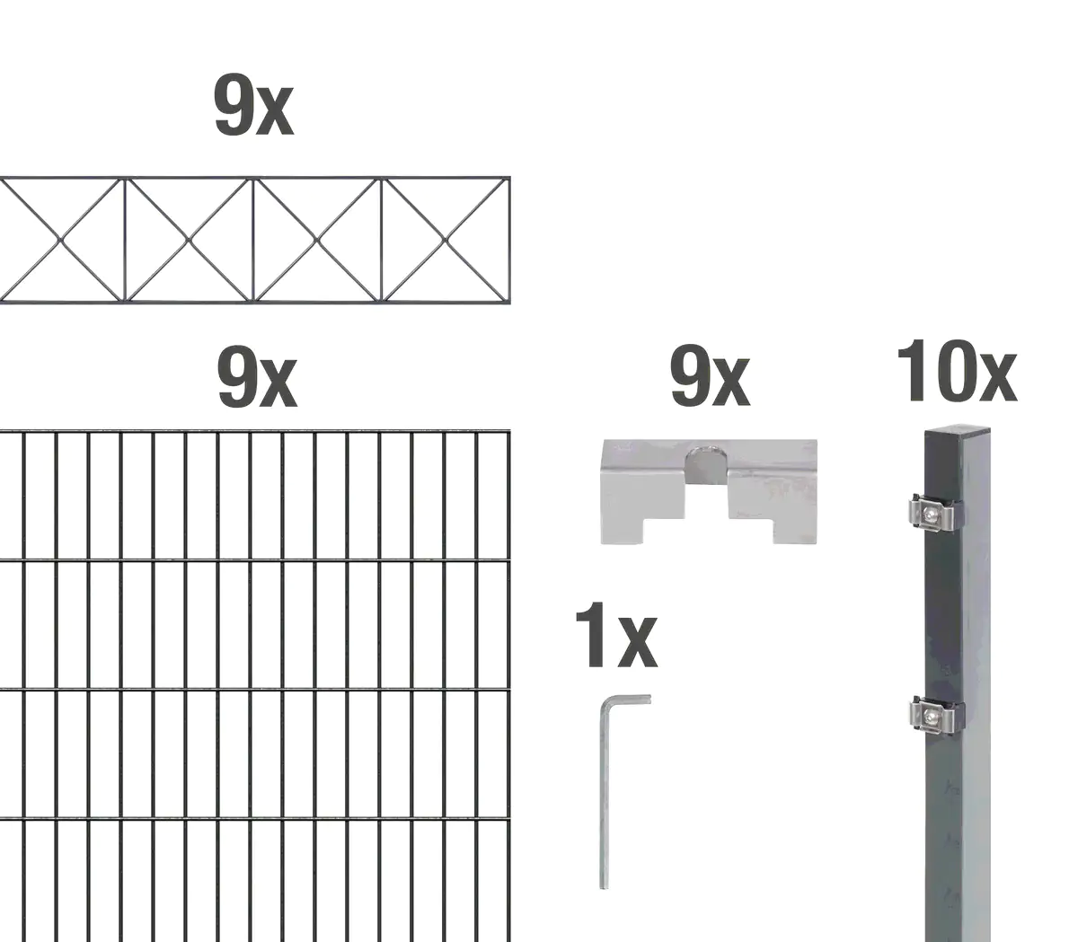 4004338668266_2214453 Alberts Doppelstabmatten-Grundset Nexus 200 x 100 cm 18 m anthrazit