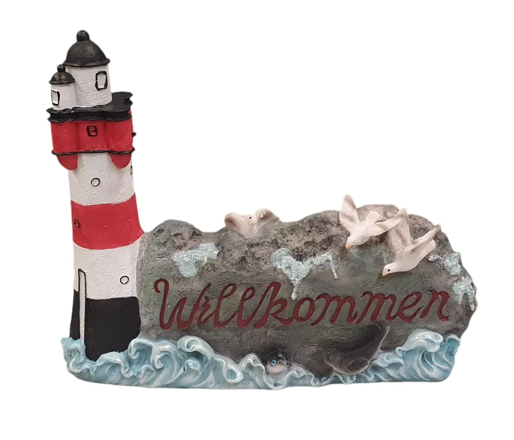 Figur Leuchtturm - Willkommen 26 x 8 x 31 cm bunt