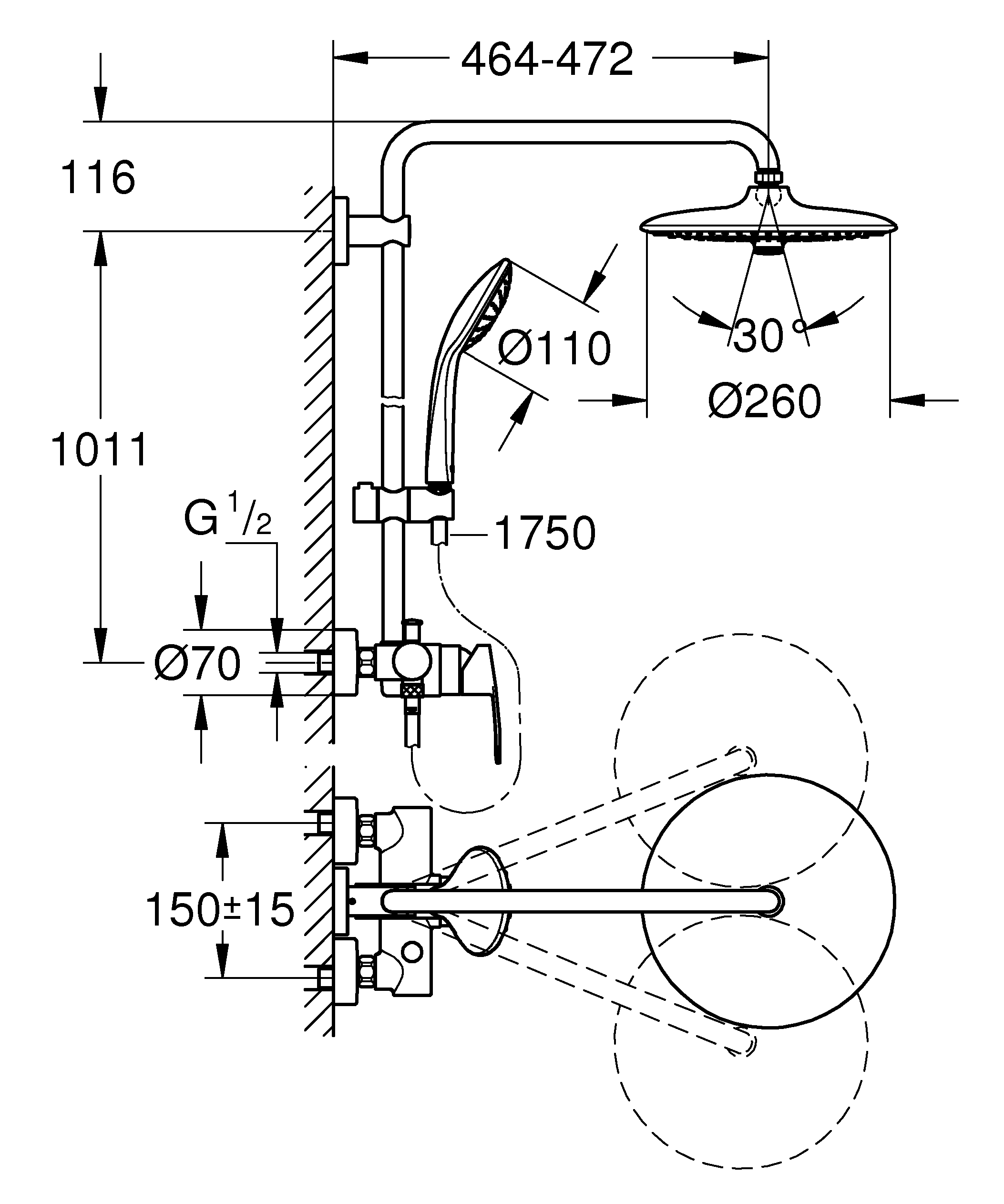 Grohe Kopfbrausesystem Vitalio Joy 260 inkl. Einhebelmischer Grohe Kopfbrausesystem Vitalio Joy 260 inkl. Einhebelmischer