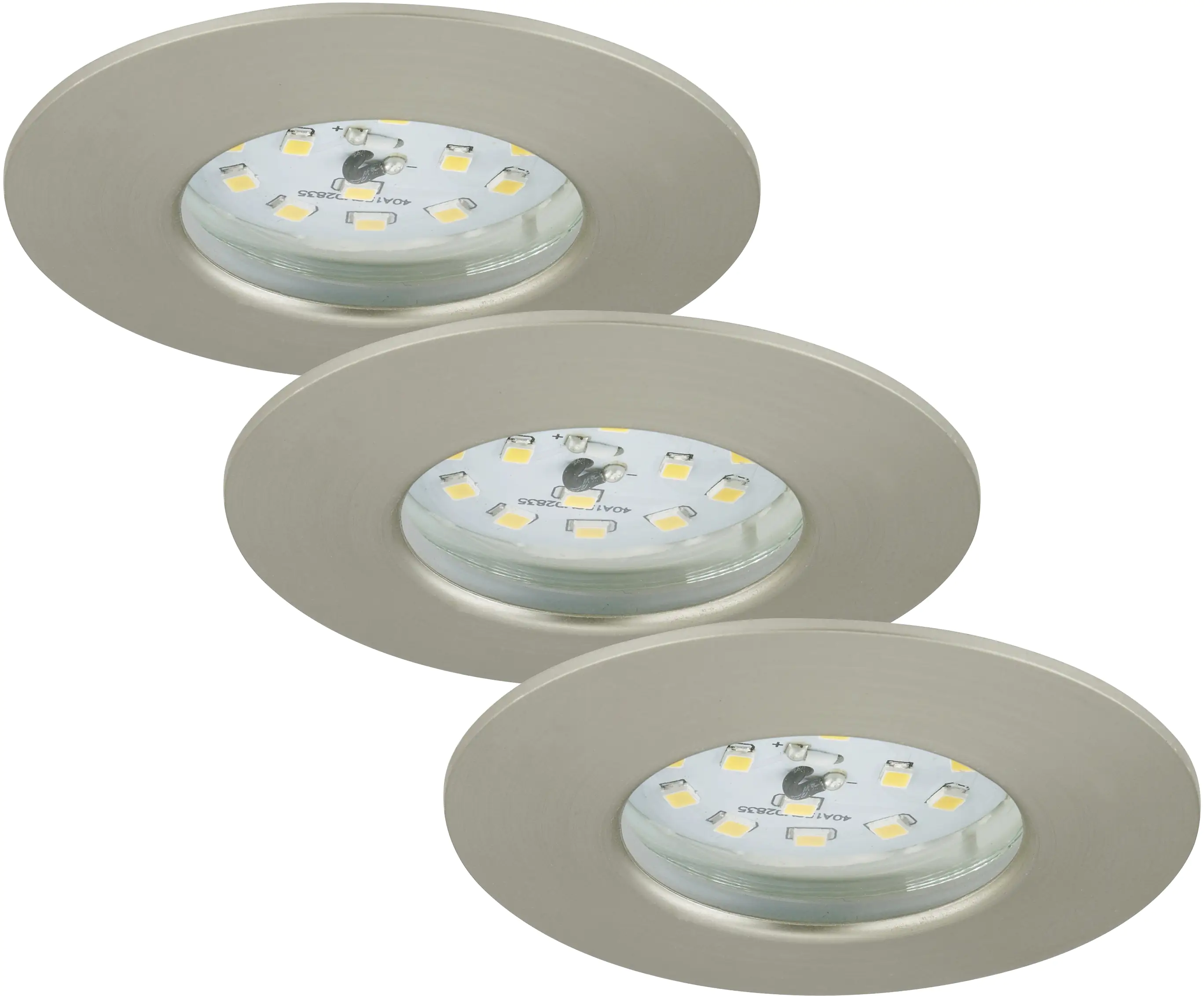 4002707275459 Briloner 3er Set LED Einbauleuchten Attach nickel-matt Ø 7,5 cm