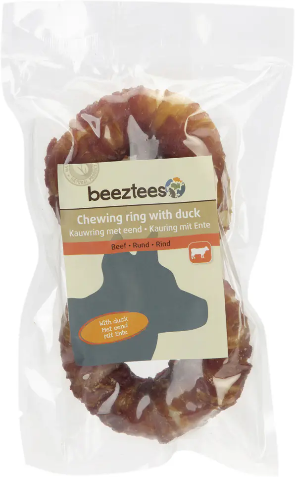 Beeztees Hundesnack Rinderhautring mit Ente D= 7,5 cm