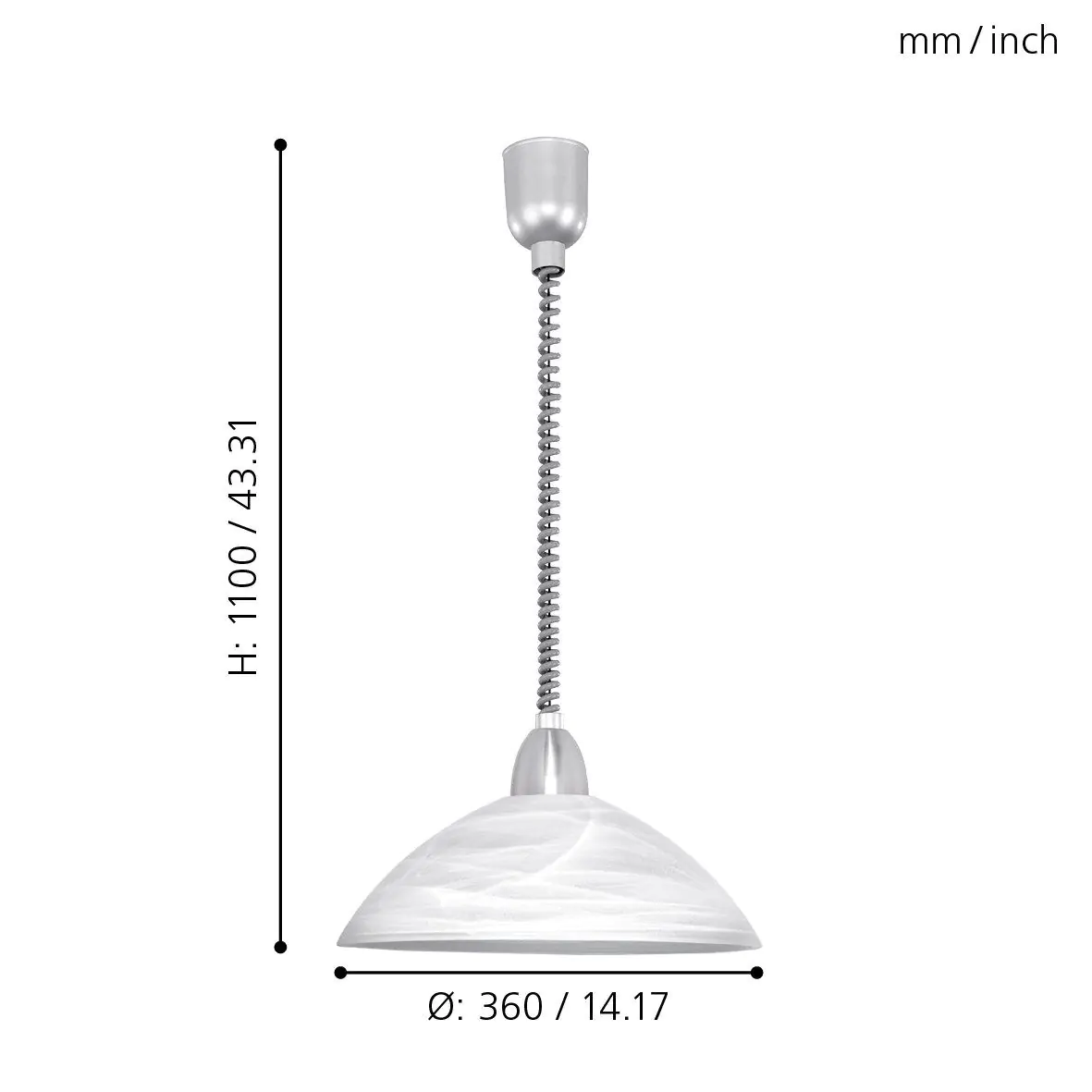 Eglo Pendelleuchte Lord 2 weiß grau 36 x 110 cm E27 Eglo Pendelleuchte Lord 2 weiß grau 36 x 110 cm E27