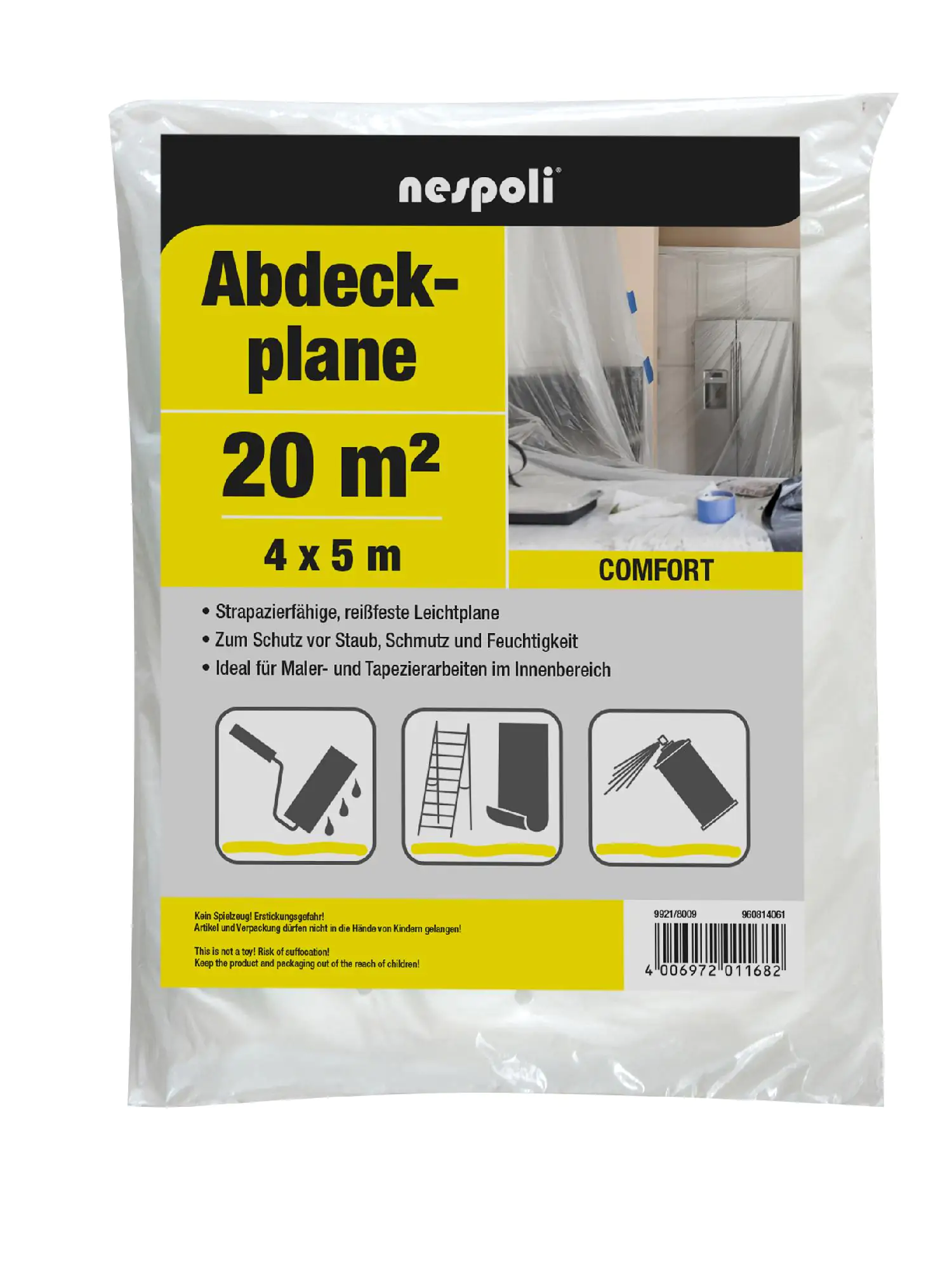 Abdeckplane 4 x 5 m, transparent