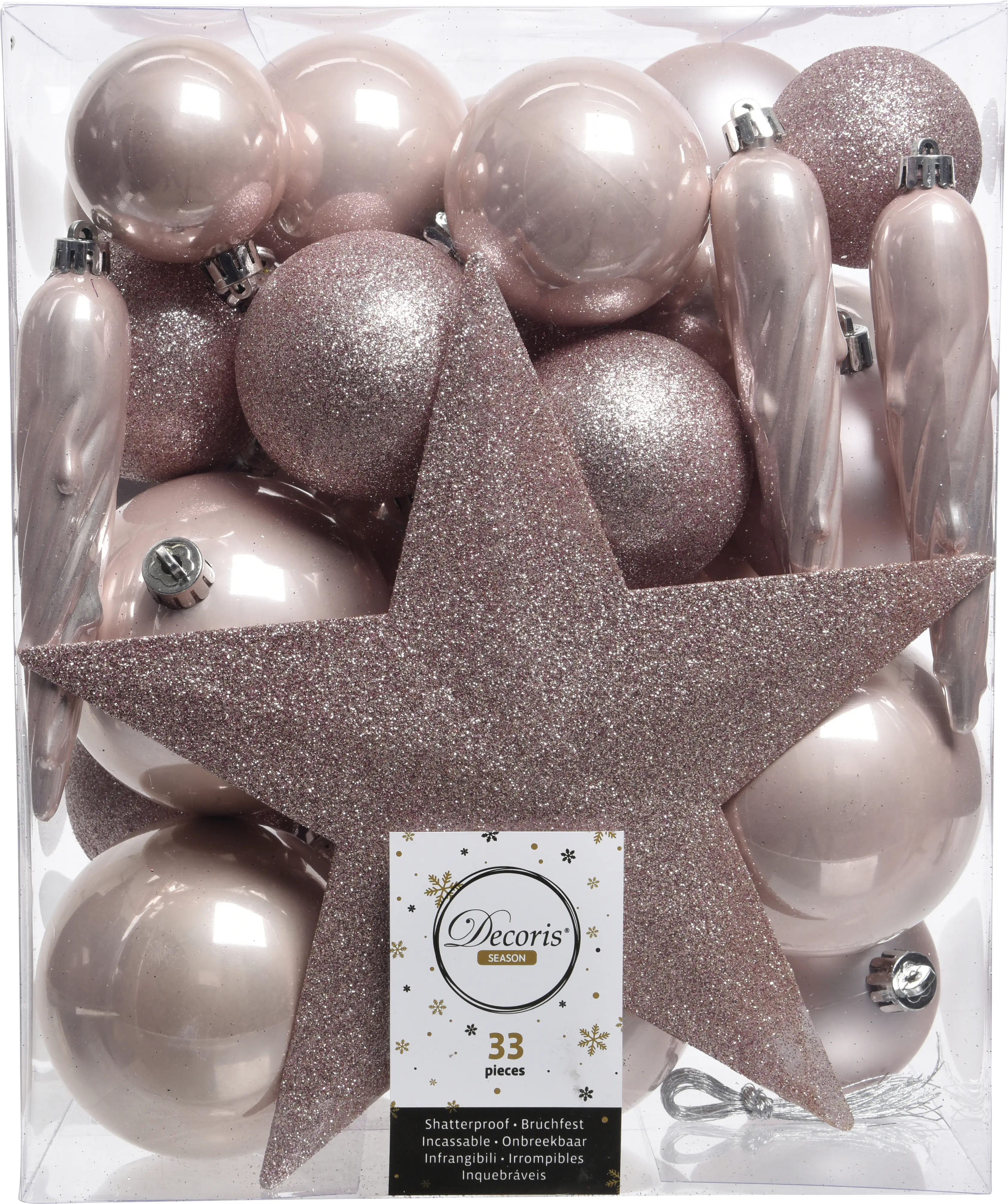 Kaemingk Weihnachtskugeln bruchfest, langlebig, puderrosa 33 Kugeln + Stern Kaemingk Weihnachtskugeln bruchfest, langlebig, puderrosa 33 Kugeln + Stern