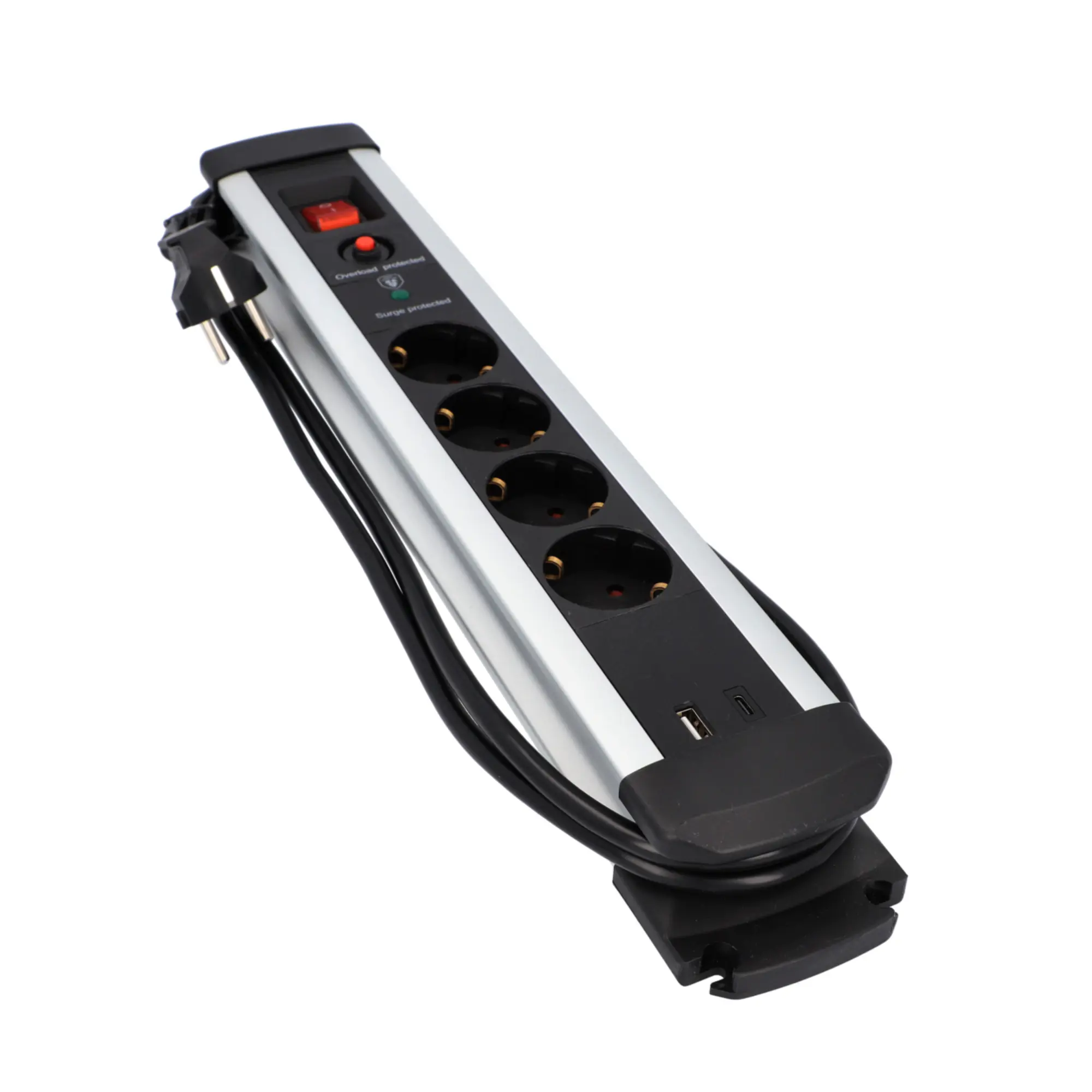 Unitec Tischsteckdose 4-fach mit Schalter & Überspannungsschutz 2 m