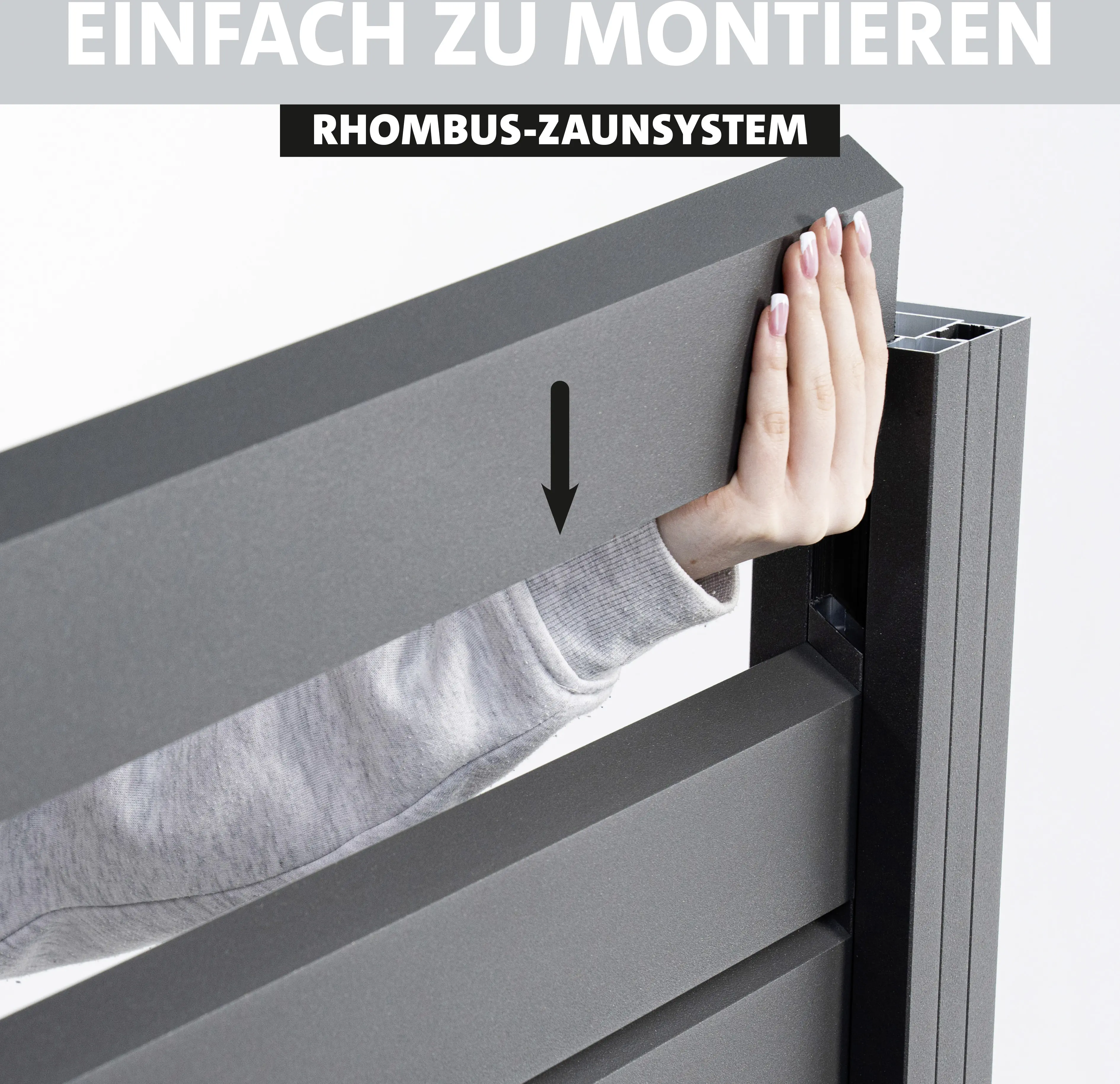 Ambiente Alu-Zaun Grundset Rhombus MINI 187 x 244,2 cm grau