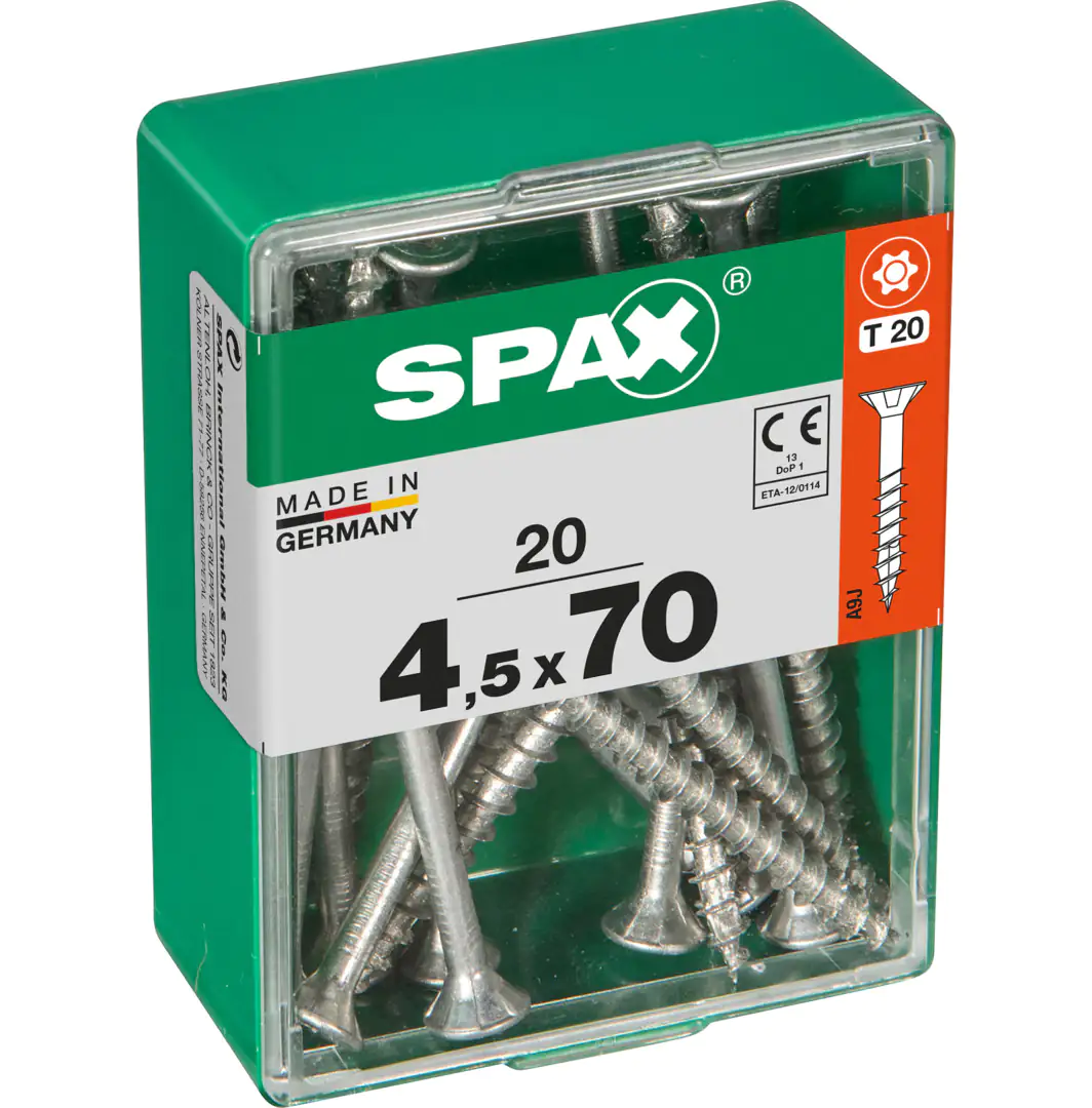 Spax Universalschrauben 4.5 x 70 mm TX 20 Senkkopf - 20 Stk. Spax Universalschrauben 4.5 x 70 mm TX 20 Senkkopf - 20 Stk.
