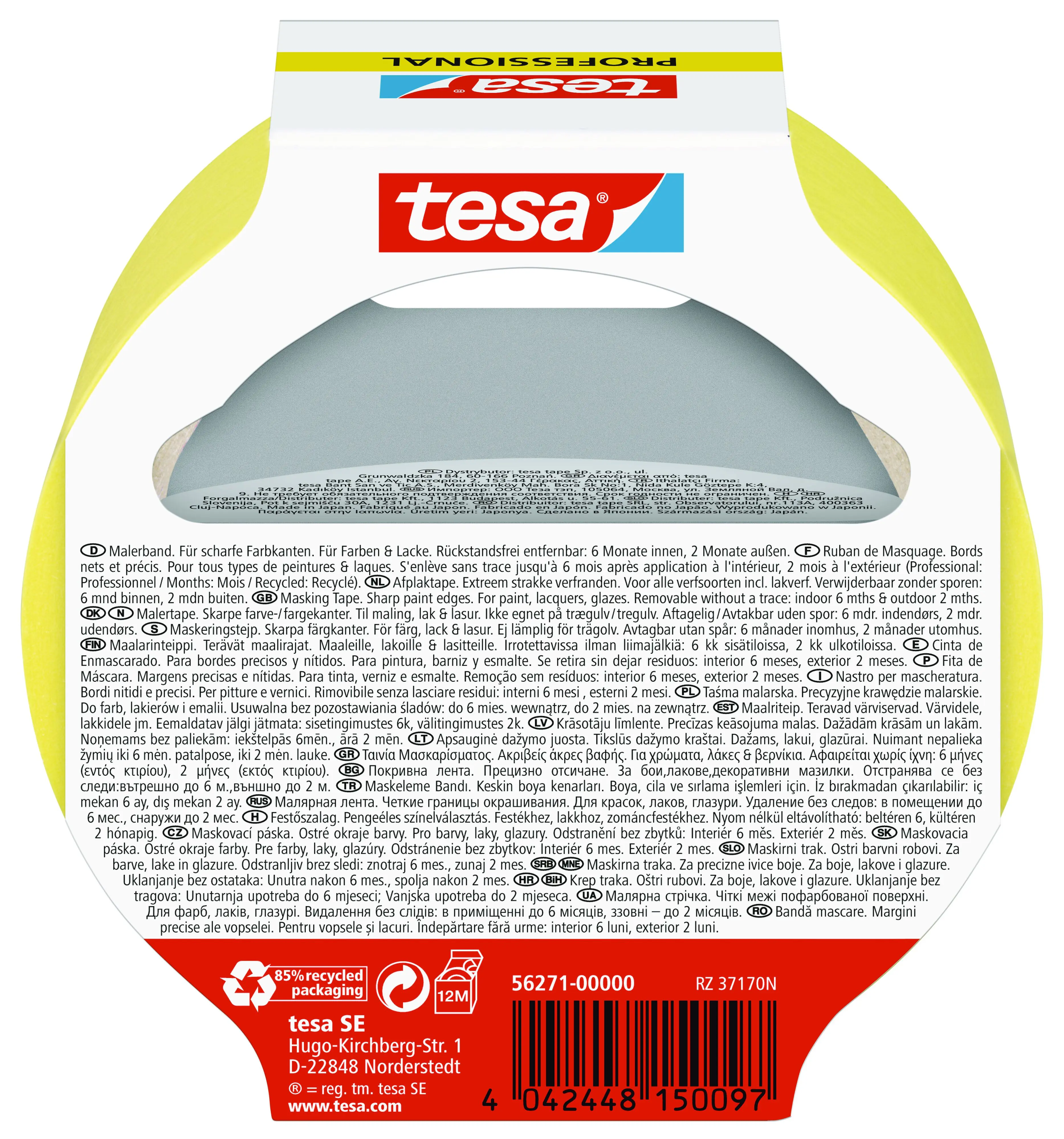 tesa Profi-Malerband Innen 25 m x 38 mm, gelb