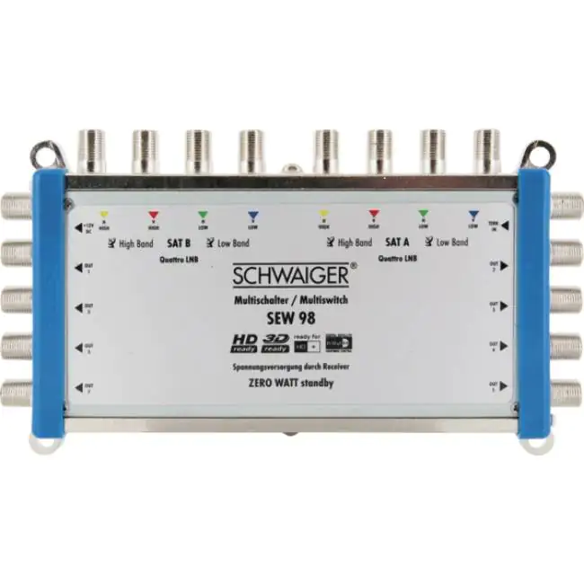 Schwaiger SAT-Multischalter 9-8 SEW98 531 passiv mit 9 Eingängen & 8 Ausgängen