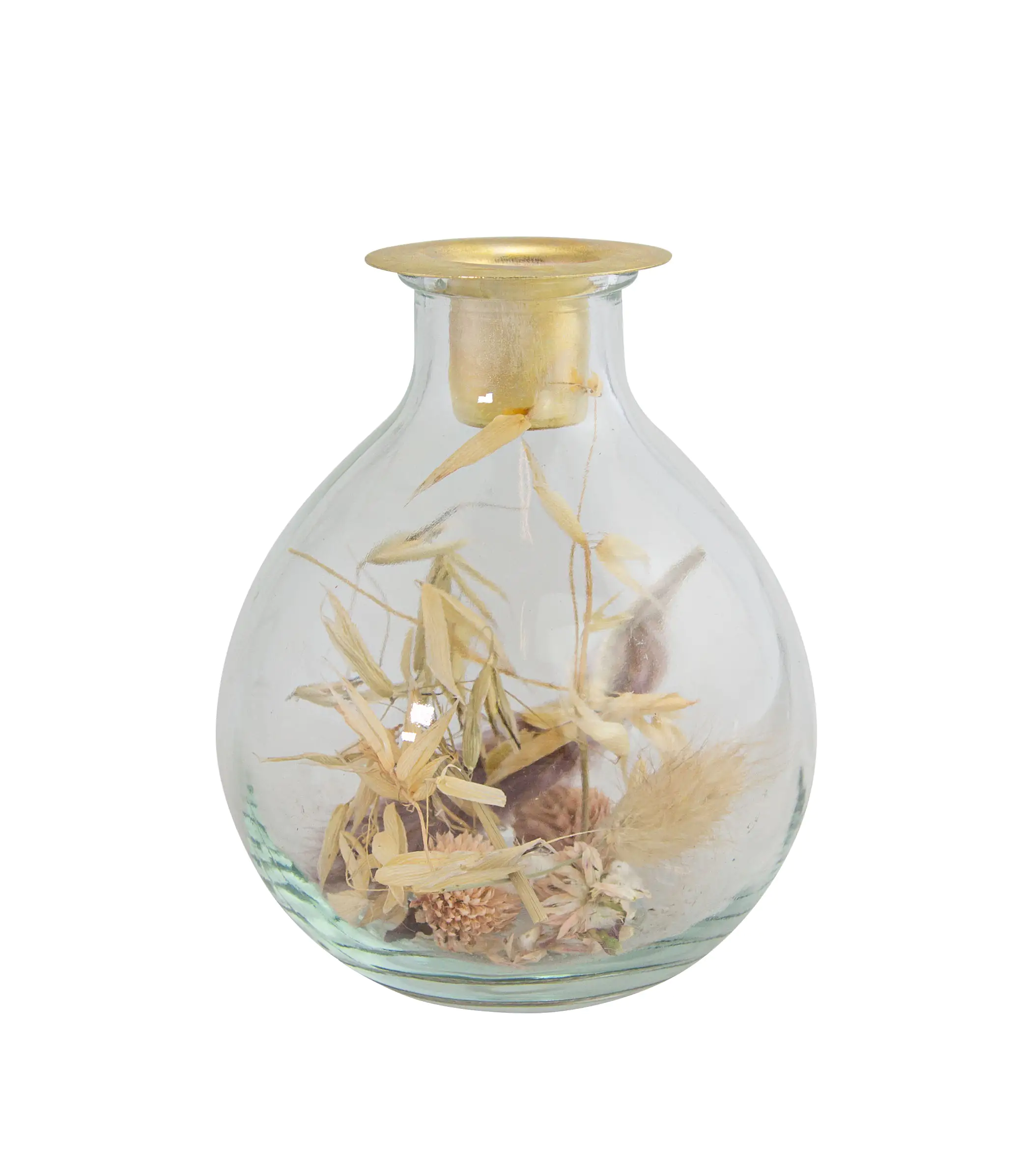 Riffelmacher Kerzenhalter aus Glas mit Trockenblumen 10 x 10 x 12 cm Riffelmacher Kerzenhalter aus Glas mit Trockenblumen 10 x 10 x 12 cm